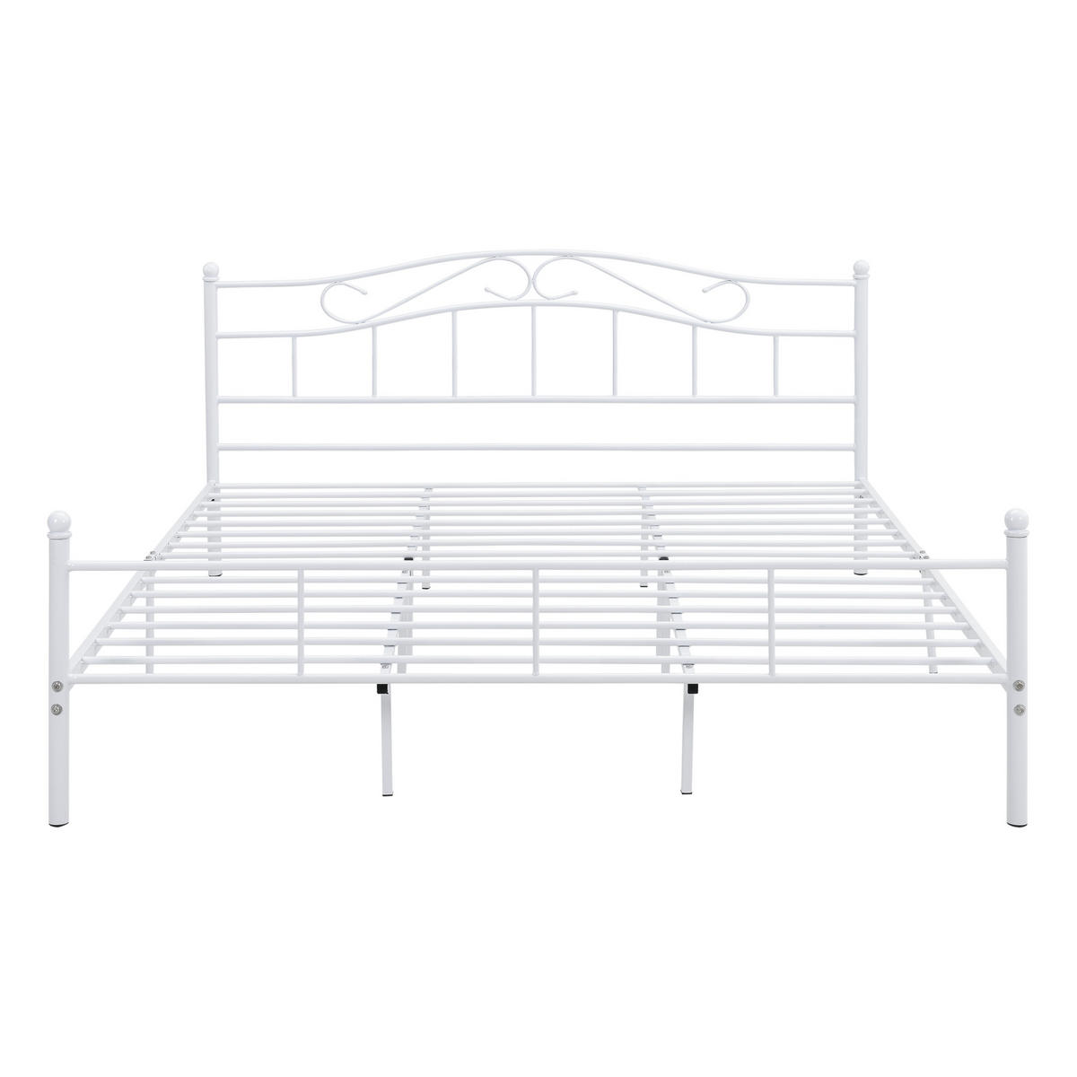 METALLBETT Florenz mit Matratze - Weiß, Textil/Metall (180/200cm) - [en.casa]