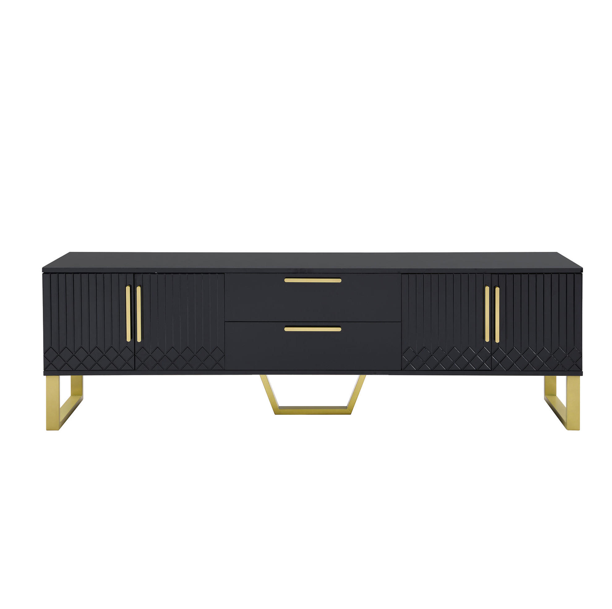 LOWBOARD 170/40/53.5 cm Schwarz aus MDF Hochglanz mit 4 Türen und 2 Schubladen - Schwarz, Holzwerkstoff (39/53.5/170cm) - OKMYHOME
