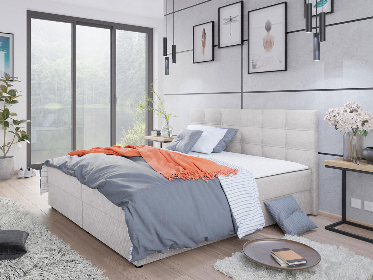 BOXBETT Fado II - Creme/Schwarz, Holz/Kunststoff (160/200cm) - MIRJAN24