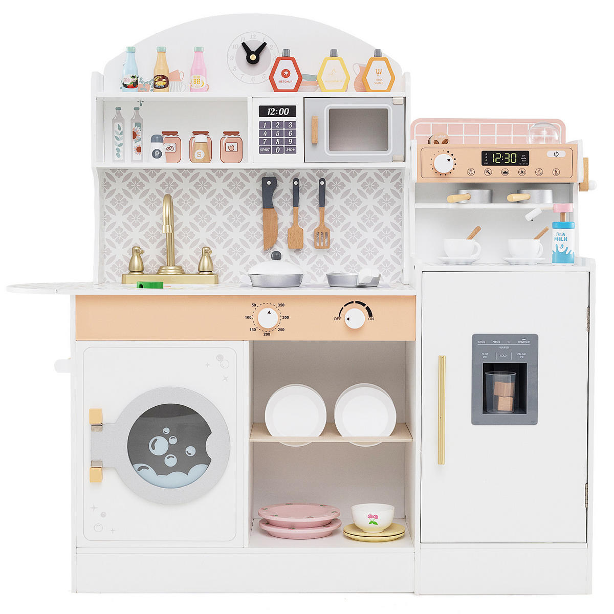 SPIELKÜCHE Weiß - Weiß, Holzwerkstoff (30/105/106cm) - COSTWAY