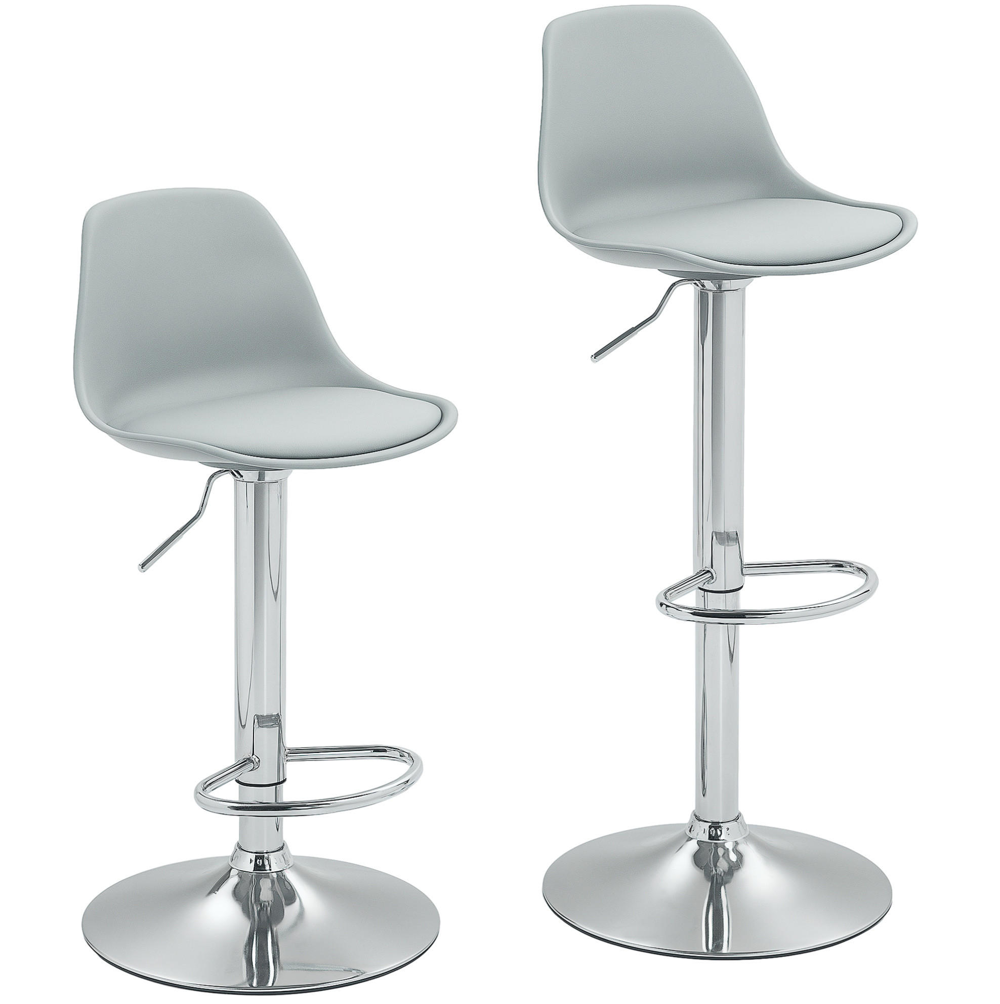 BARHOCKER höhenverstellbar 2er-Set drehbar Kunstleder Grau - Grau, Metall (42/104/38cm) - Meubliv