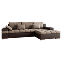 ECKSOFA Bangkok, Seite: Rechts - Silberfarben/Braun, Holz/Textil (310/175cm) - MIRJAN24