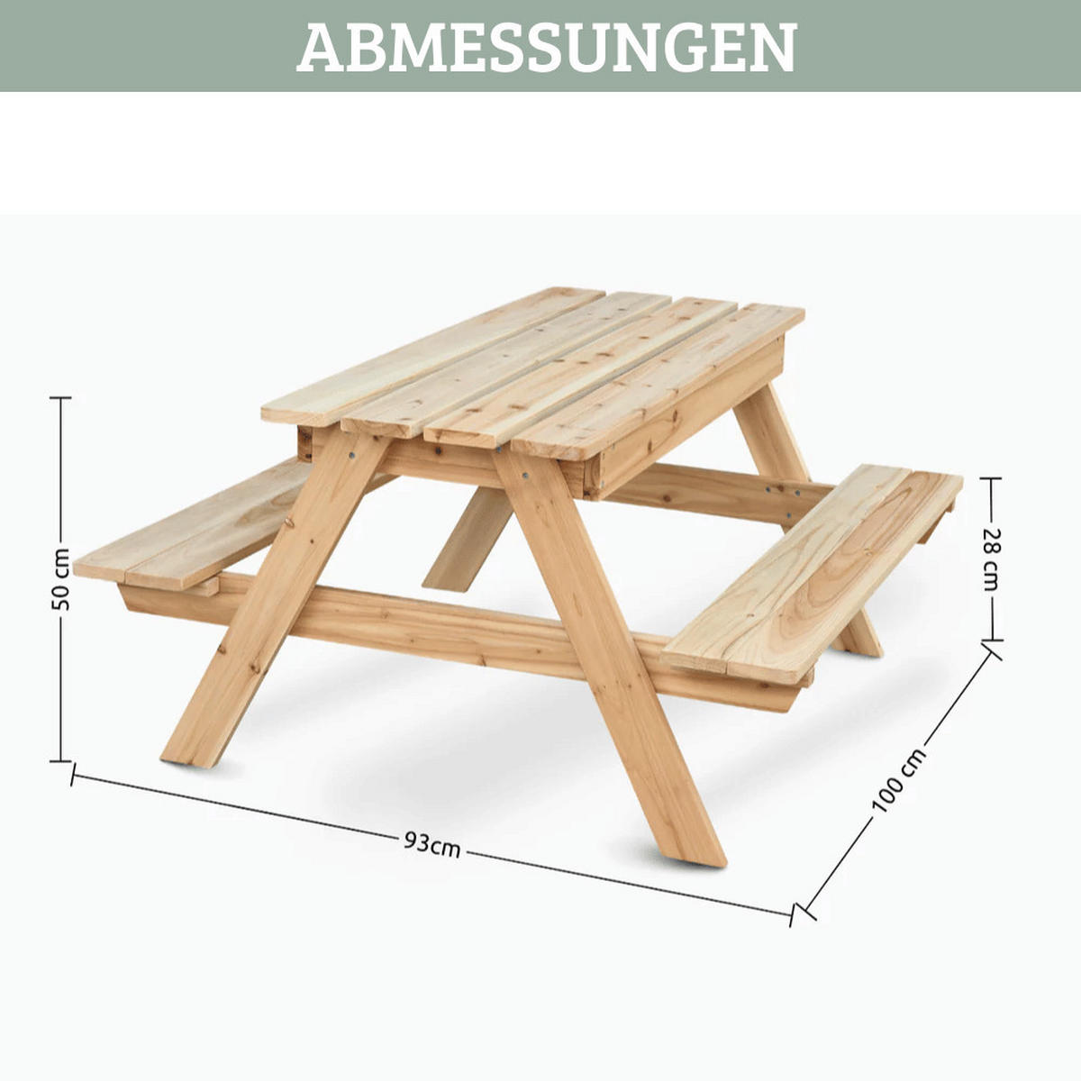 PICKNICKTISCH Kinder KLEIS 100cm Gartenbank - Braun, Holz - DELUKE