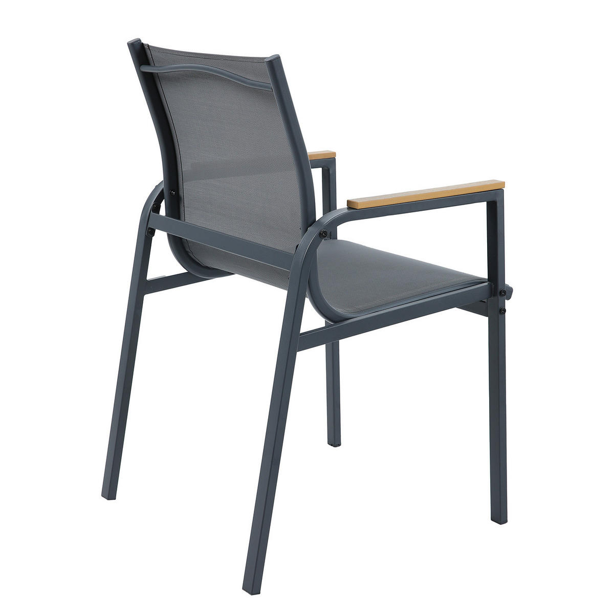 GARTENSTUHL - 2er-Set - Stahl / Olefin - Anthrazit, Textil/Metall (57/91/64cm) - home24