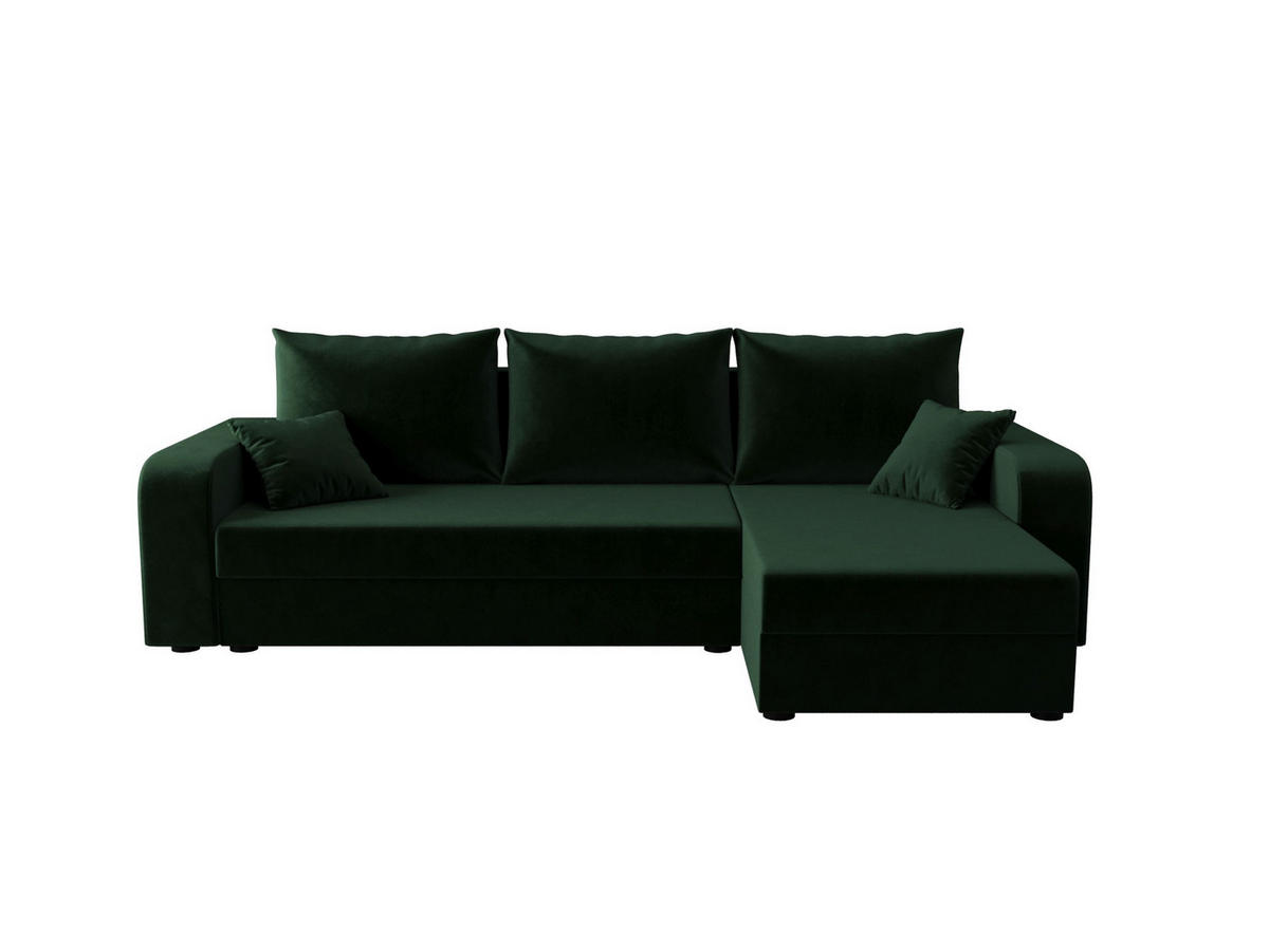 ECKSOFA HEWLET L BIS Itaka 10 Rechts mit Schlaffunktion - Dunkelgrün, Textil (240/140cm) - Bedante