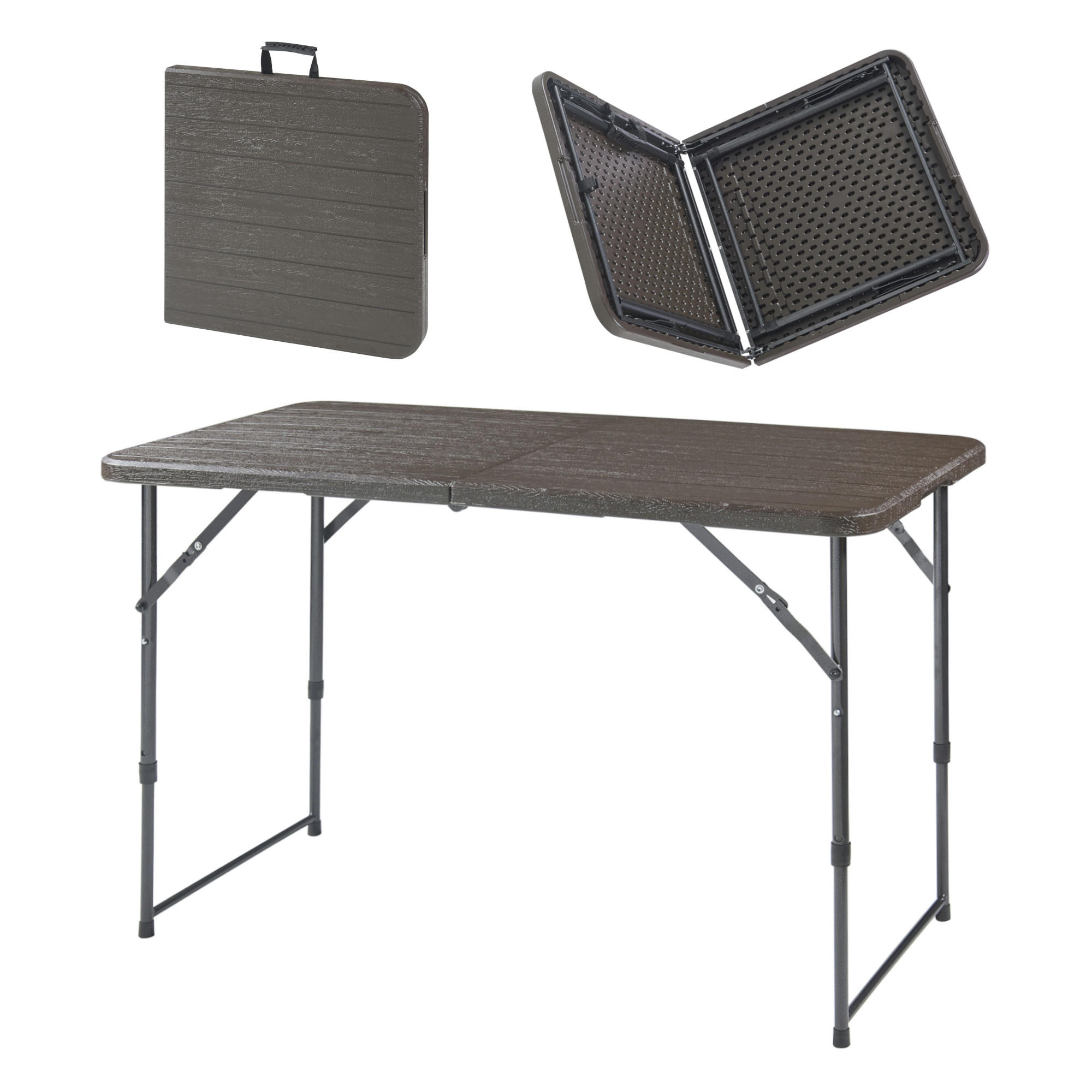 KLAPPTISCH Adelfia - Braun, Kunststoff/Metall (120/60/90cm) - [en.casa]