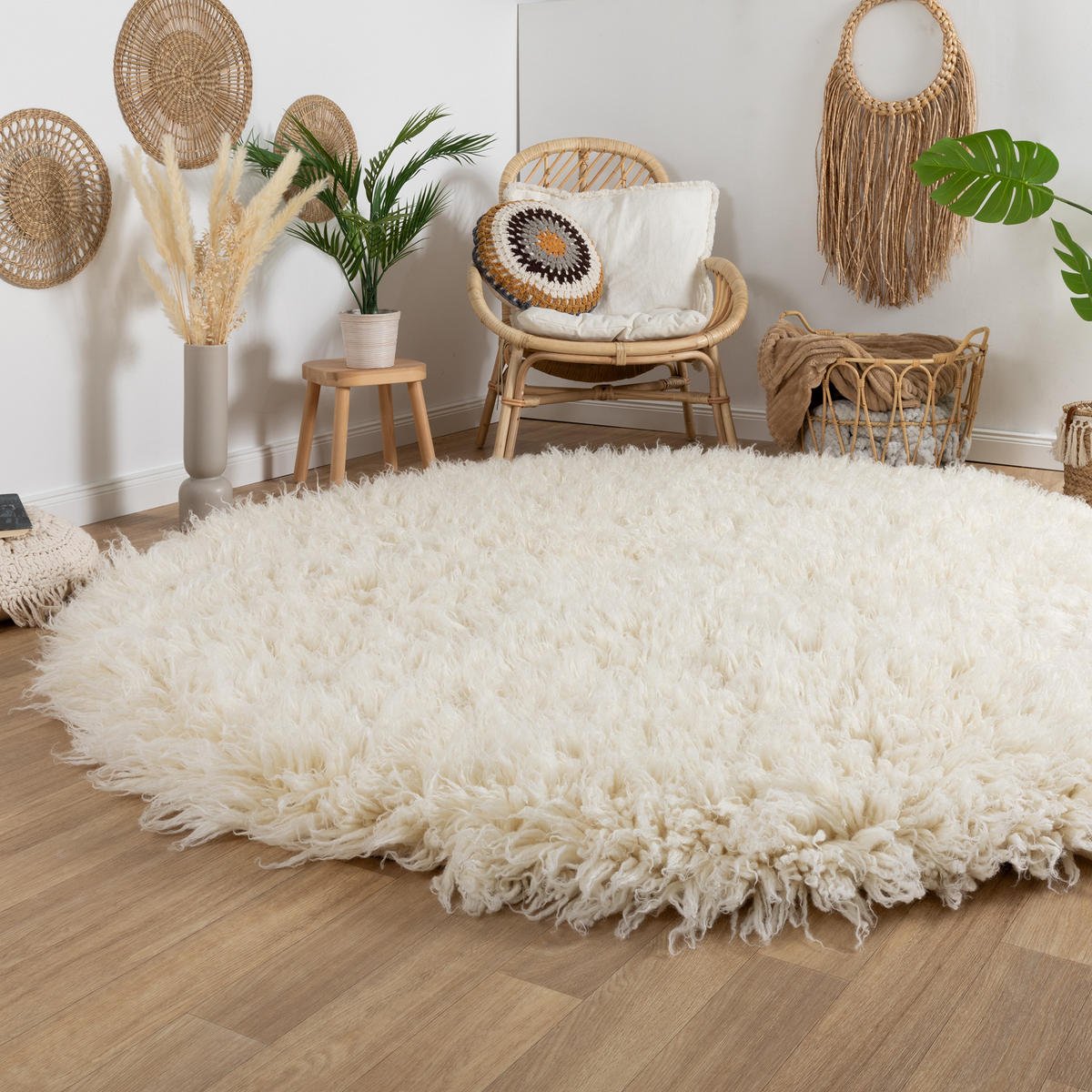 WOLLTEPPICH Rund Ø 145 cm Flokati 4000 - Naturfarben, Naturmaterialien (145/145cm) - Steffensmeier