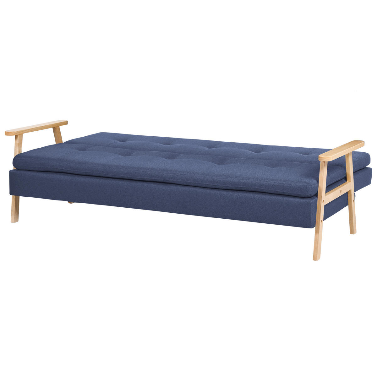 3-SITZER-SCHLAFSOFA marineblau Tjorn - Hellbraun/Blau, Textil (204/84/67cm) - Beliani