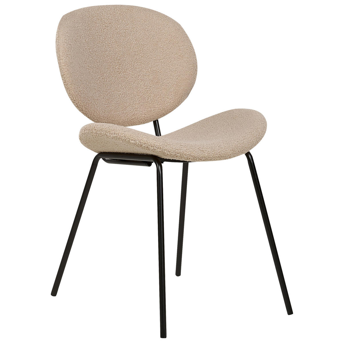 ESSZIMMERSTUHL 2er-Set Bouclé Taupe Luana - Taupe/Schwarz, Textil (42/80/52cm) - Beliani