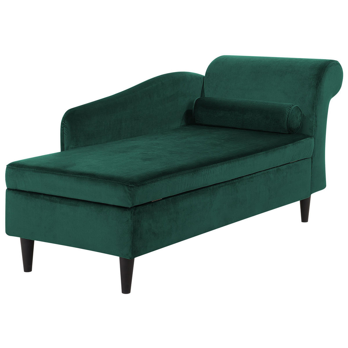 CHAISELONGUE Samtstoff smaragdgrün rechtsseitig Luiro - Schwarz/Grün, Textil (160/77/70cm) - Beliani