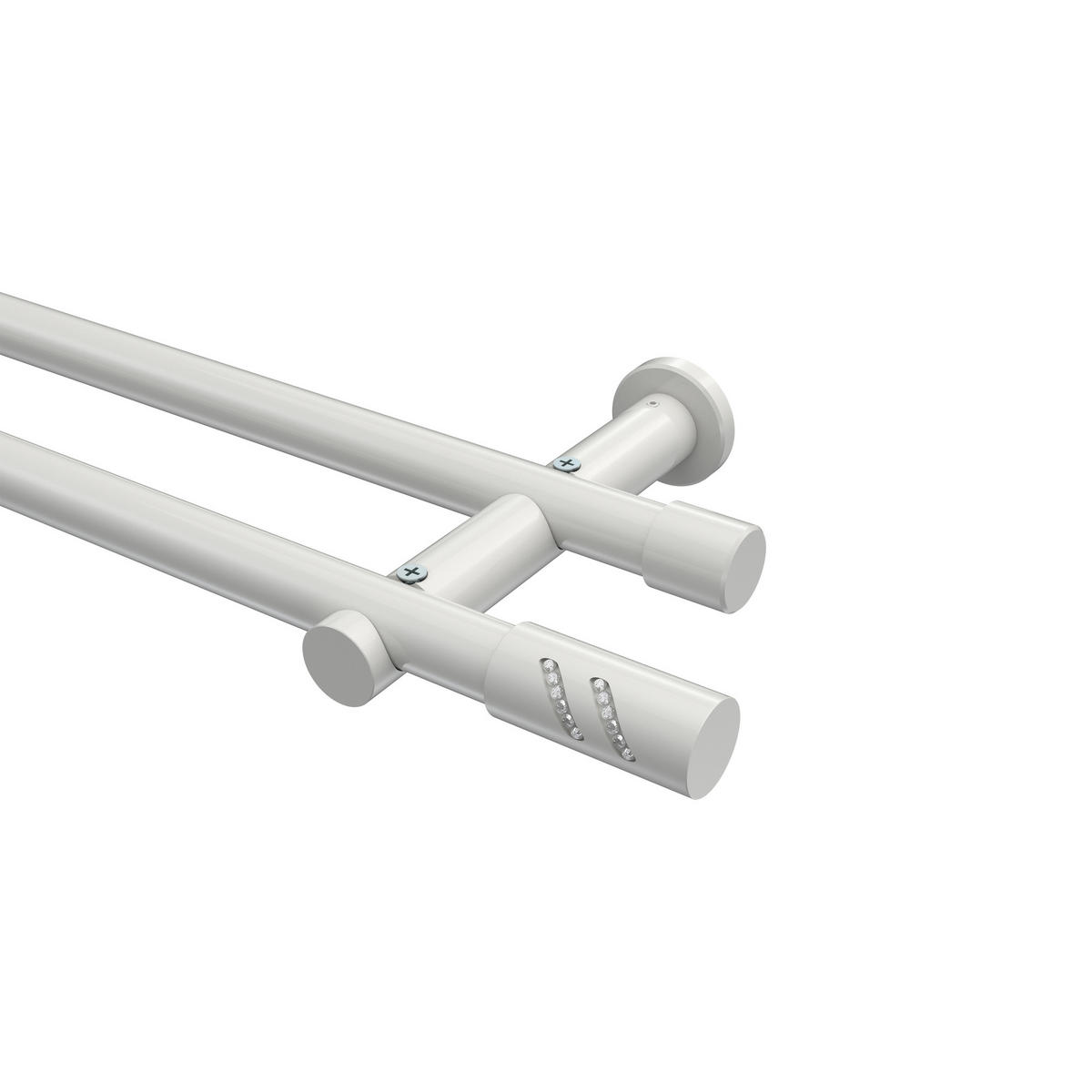 GARDINENSTANGEN-SET Platon Zoena 420 cm (geteilt in 3 x 140 cm), 2-läufig (ohne Ringe), 20 mm Ø Weiß - Weiß, Metall (420cm) - INTERDECO