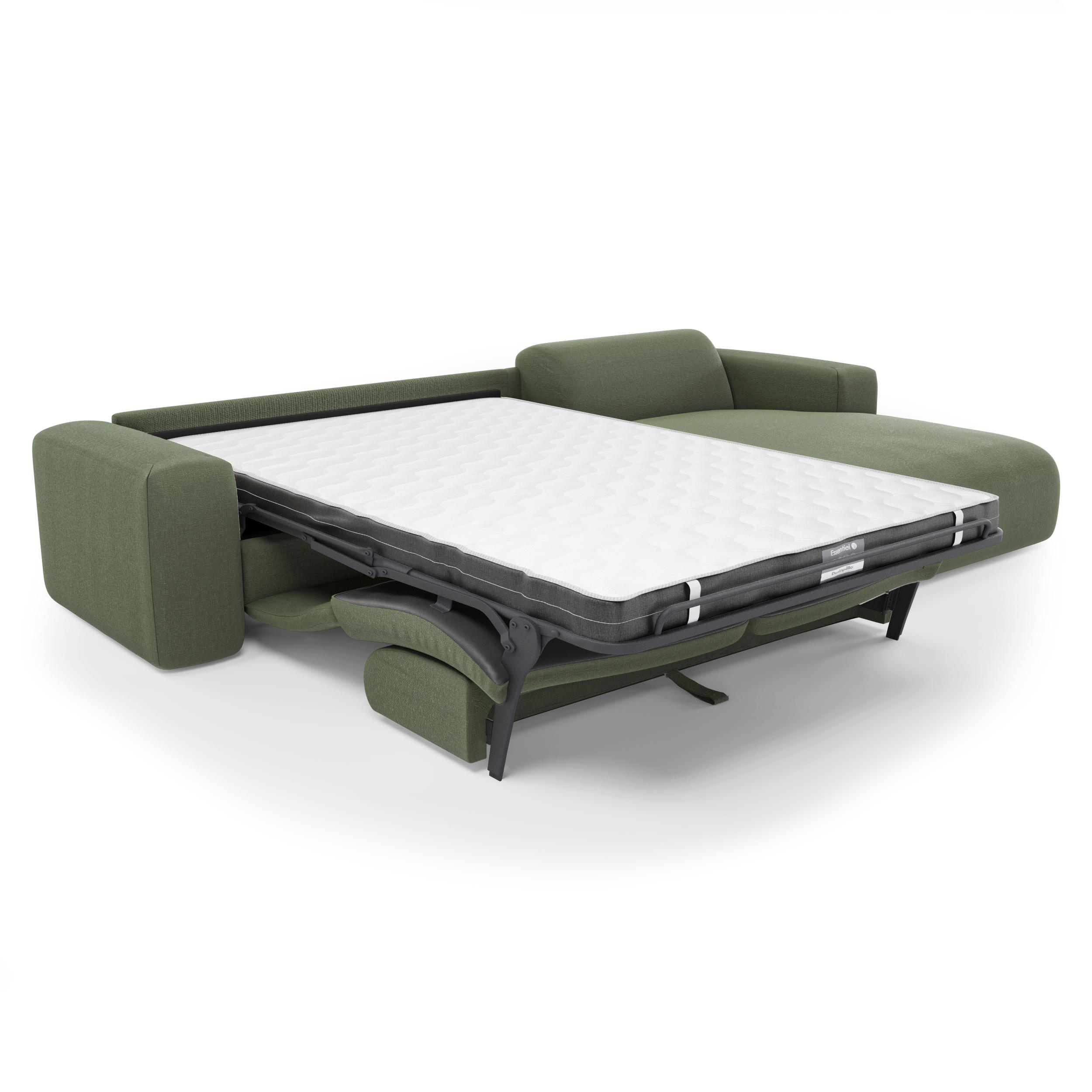 ECKSOFA RECHTS SCHLAFSOFA Rastergewebe Olivgrün 280cm - Olivgrün, Textil (280/165cm) - Sia Home