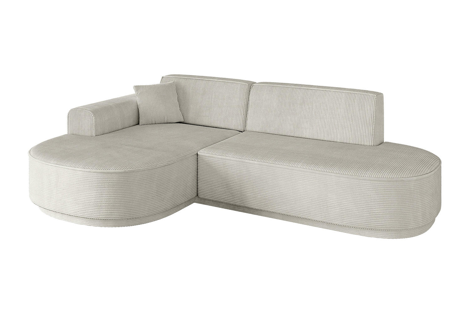 ECKSOFA Ottomane Links MARI-L1-v3 - 232x163x81 cm Hellgrau Cord - Hellgrau/Schwarz, Holzwerkstoff/Kunststoff (232/163cm) - ALTDECOR