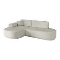ECKSOFA Ottomane Links MARI-L1-v3 - 232x163x81 cm Hellgrau Cord - Hellgrau/Schwarz, Holzwerkstoff/Kunststoff (232/163cm) - ALTDECOR