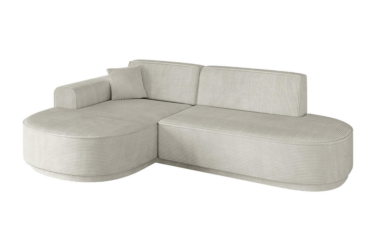 ECKSOFA Ottomane Links MARI-L1 - 232x163x73,5 cm Hellgrau Cord - Hellgrau/Schwarz, Holzwerkstoff/Kunststoff (163/234cm) - ALTDECOR