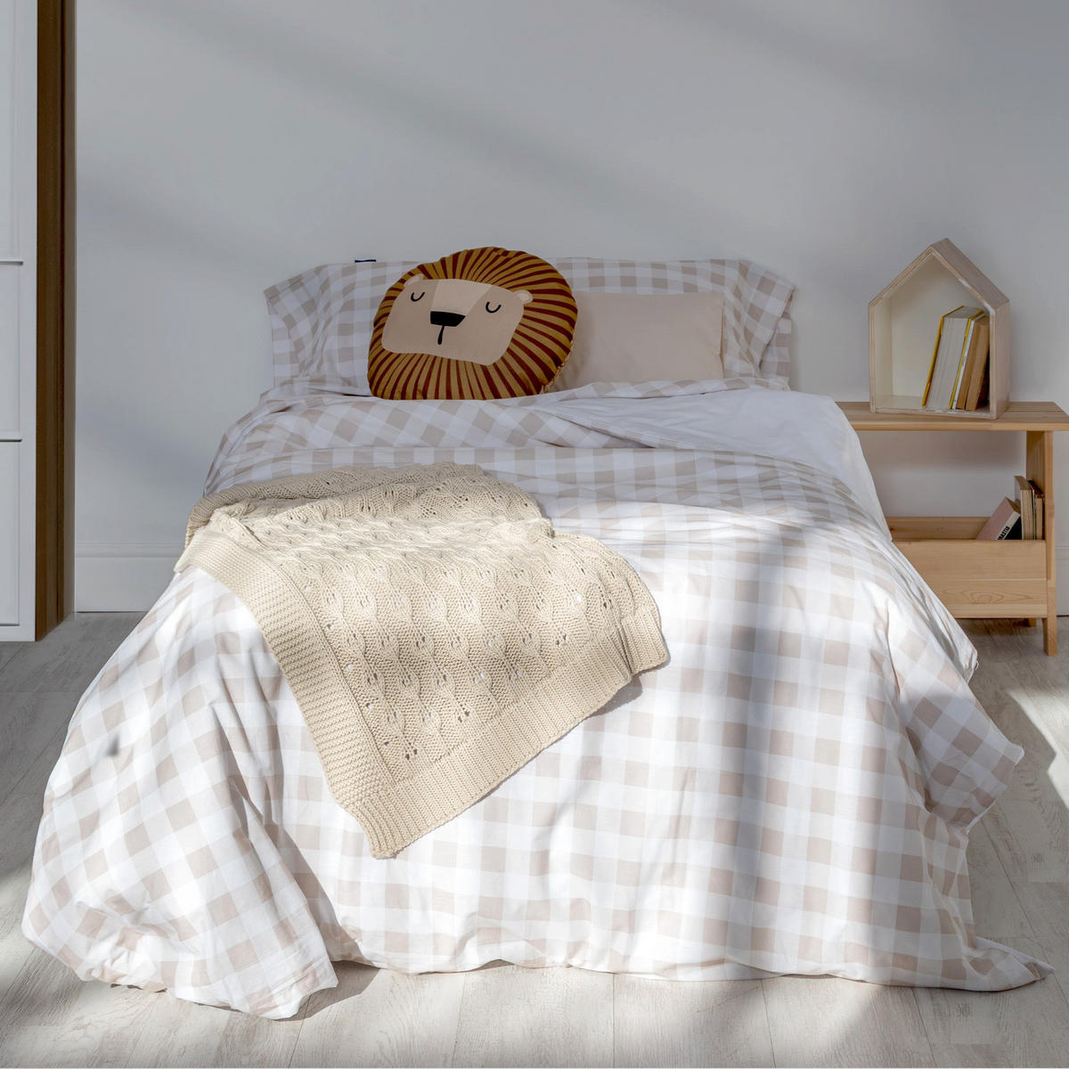 BETTBEZUG 2er-Set teiliges vichy 155x220 cm (komfortgrösse) beige - Beige, Textil (155/220cm) - Happy Friday