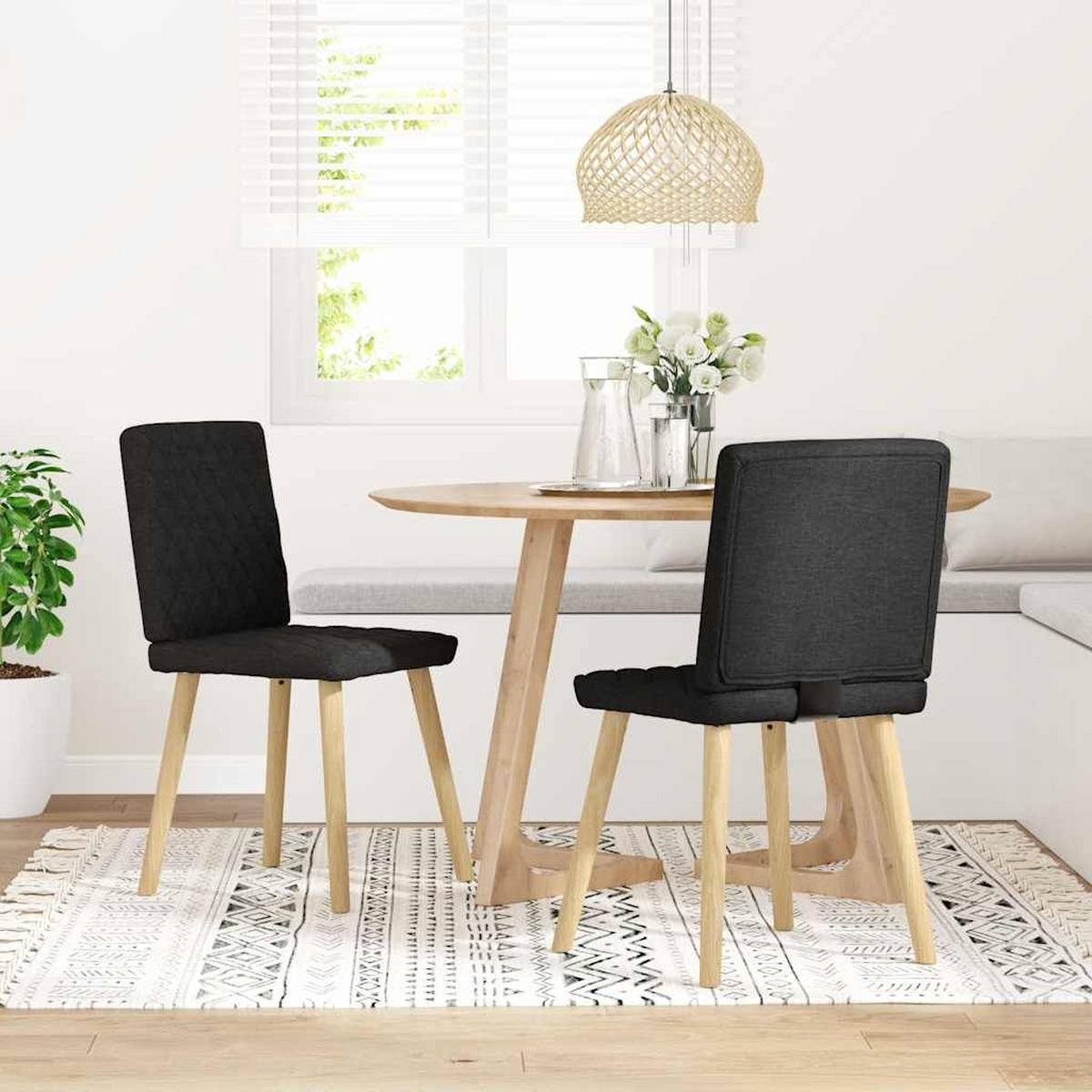 ESSZIMMERSTÜHLE 2 Stk. Schwarz Stoff 45*54*86cm - Schwarz, Metall (45/86/54cm) - ZMH