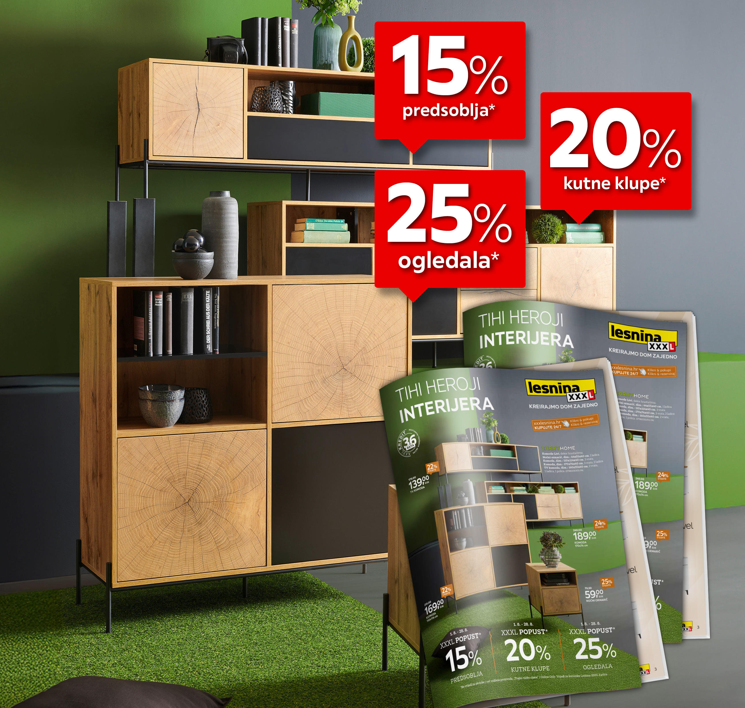 15% predsoblja*, 20% kutne klupe*, 25% ogledala*