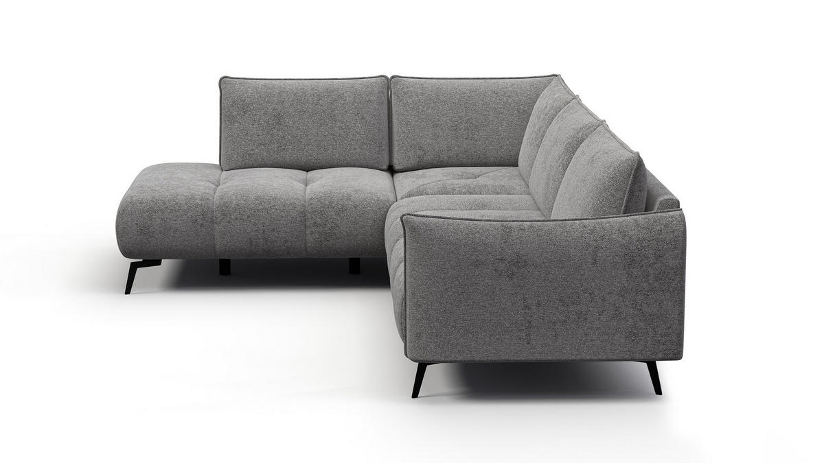 ECKSOFA AERA 5-Sitzer links, platingrau - Schwarz/Grau, Holz/Textil (268/206cm) - Courtois Laville