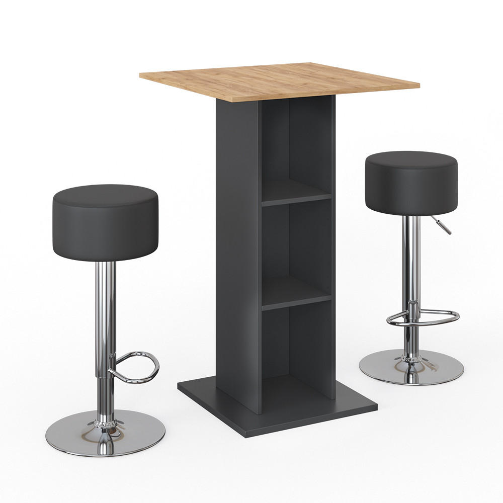 STOJACÍ BAROVÝ STŮL SE ŽIDLEMI Rodeo Antracit - antracitová, kompozitní dřevo (70/109/70cm) - Vicco