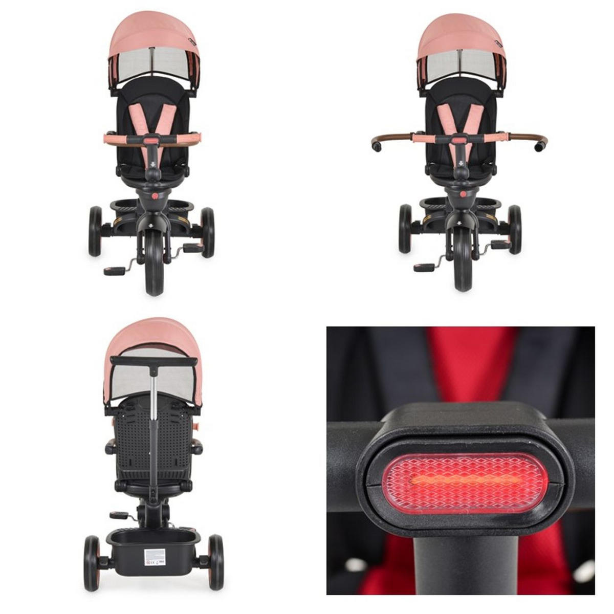 DREIRAD Jasper EVA-Reifen rosa klappbar, Sitz drehbar, Hinterradbremse, Körbe - Rosa, Metall (72/50/98cm)