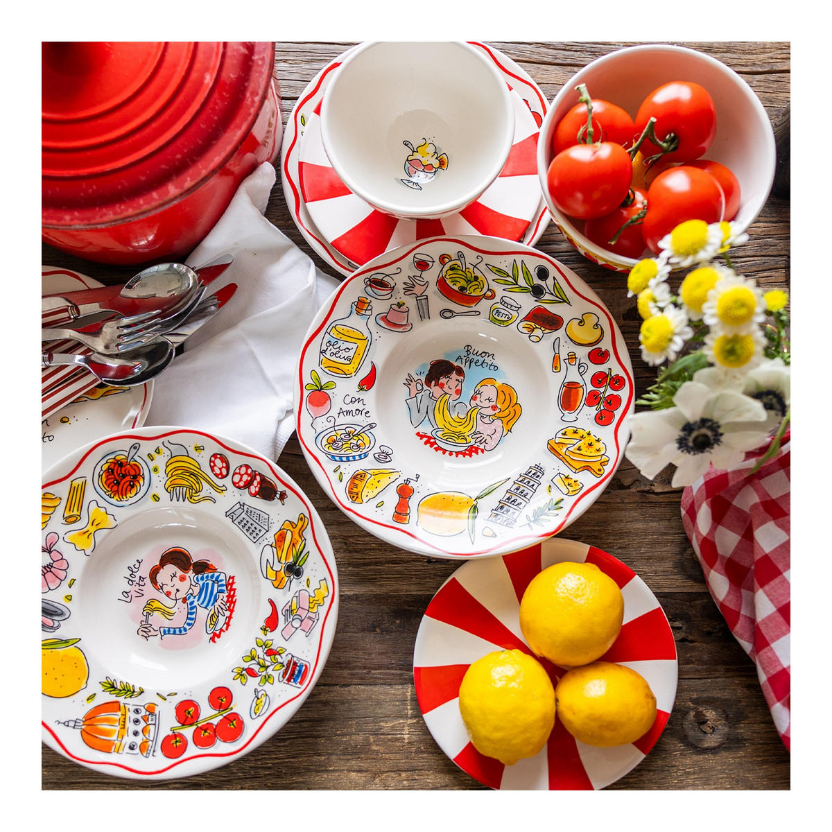 TELLER Buon Appetito in Bunt - 24cm - Multicolor, Keramik (24/24/9.6cm) - Blond Amsterdam