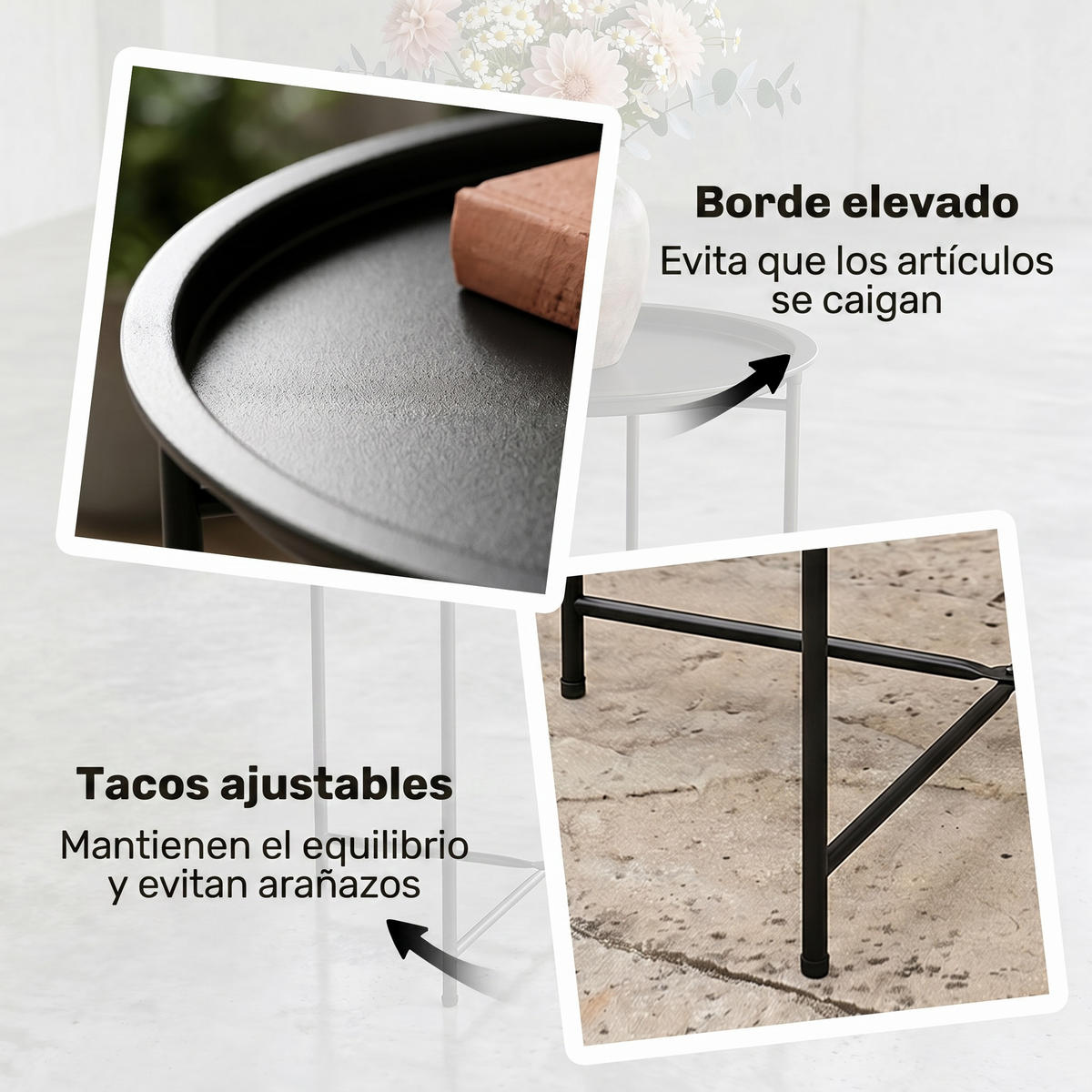 GARTENTISCH,SCHWARZ,1 Stück - Schwarz, Naturmaterialien (46/46/50cm) - GiPP