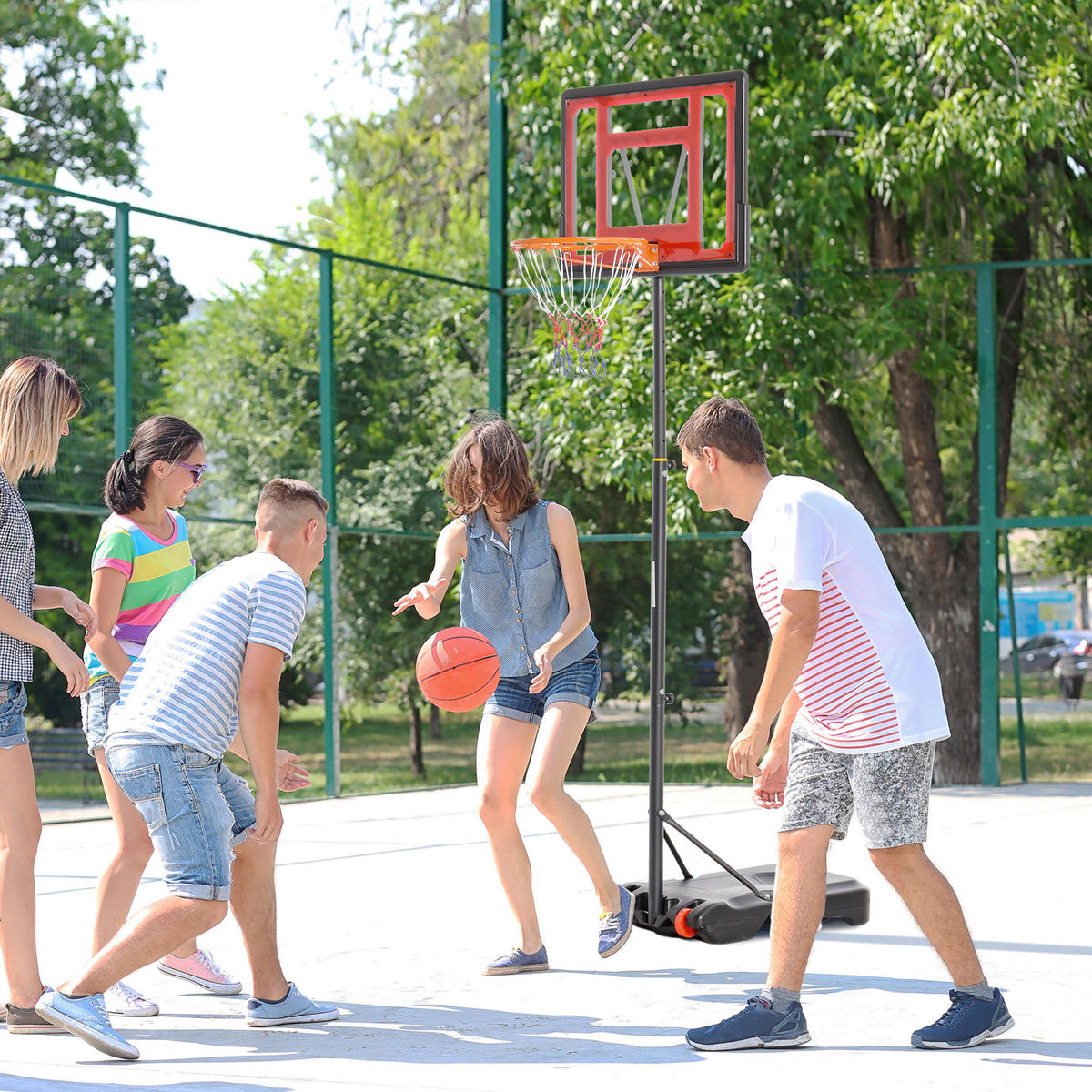 BASKETBALLKORB DE-18522 höhenverstellbar 160-210 cm Schwarz - Schwarz, Metall (45/75cm) - ComfortXL