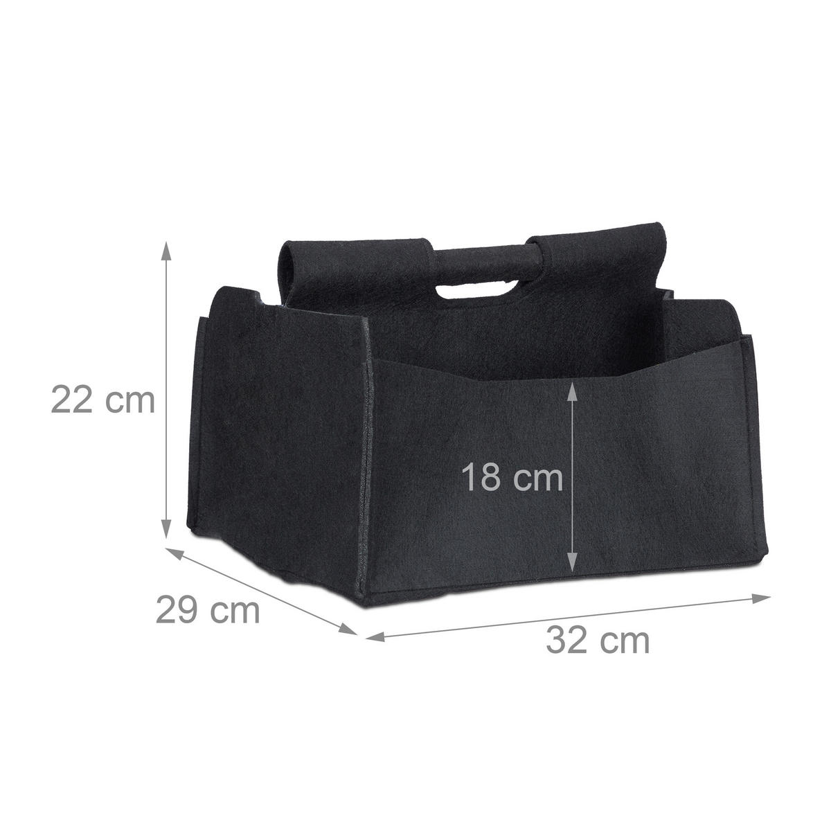 ZEITUNGSKORB - Schwarz, Textil (32/24/29cm) - Relaxdays