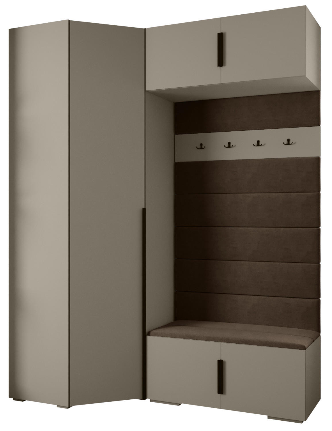 Abiks Möbel Garderoben-Set Kaschmir, Braun, Schwarz 181.7x236.7x47 cm