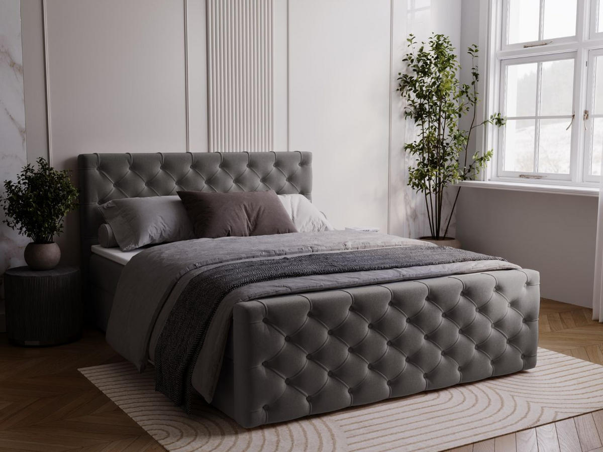 BOXBETT Montego 180x200 Anthracite - Anthrazit, Holz/Textil (180/200cm) - Graingold