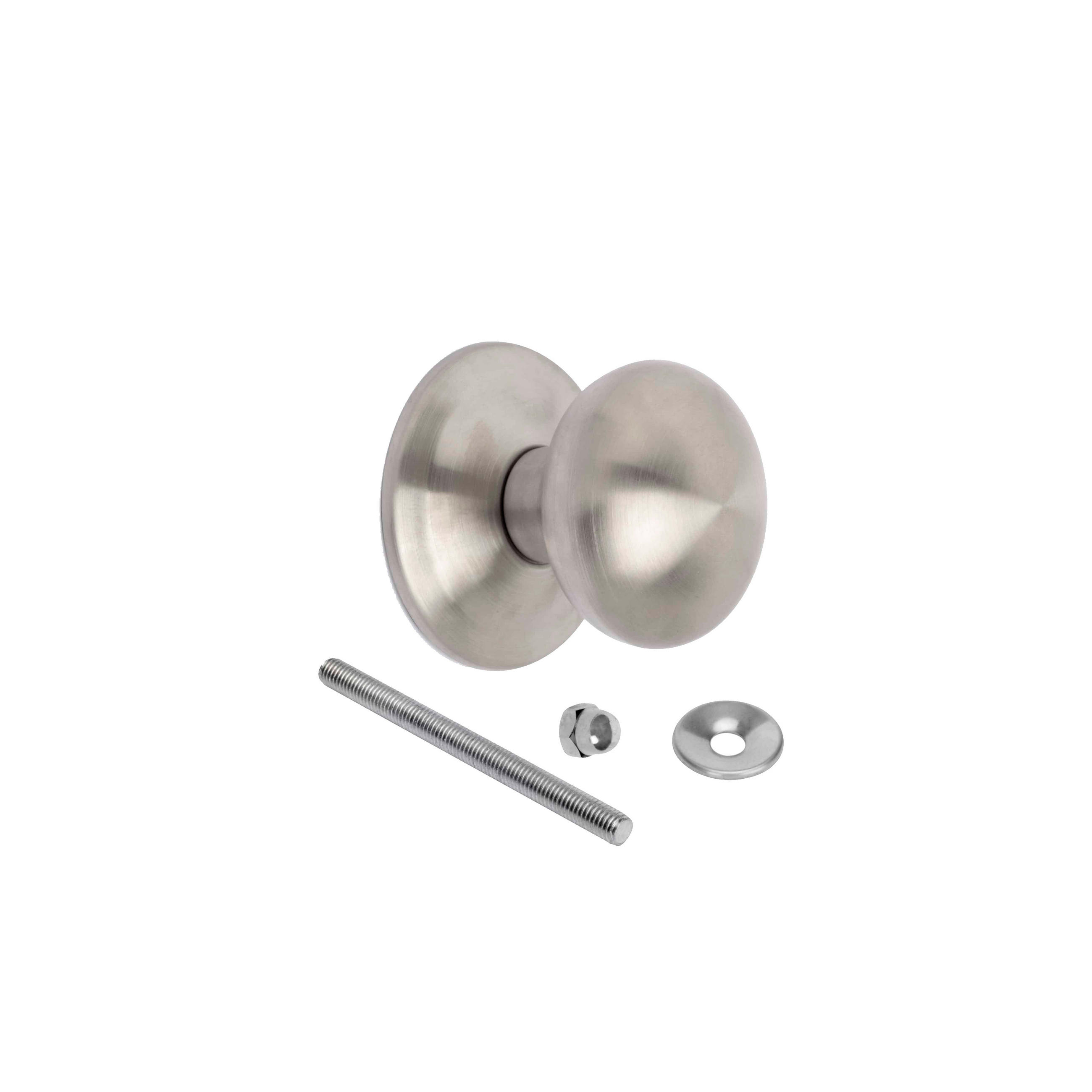 TÜRKNAUF Runder für Haustür, Bowler Modell, D70mm, Türgriff für Haustür, Edelstahl, Nickel matt - Silberfarben, Metall (8.5/9/8.5cm) - EMUCA