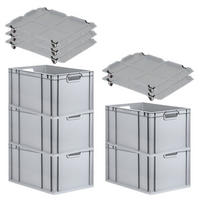 EUROBOX 5x Nextgen Economy Mit Auflagedeckel Grau/Schwarz Griffe Offen 65 Liter - Schwarz, Kunststoff (40/32/60cm) - PROREGAL