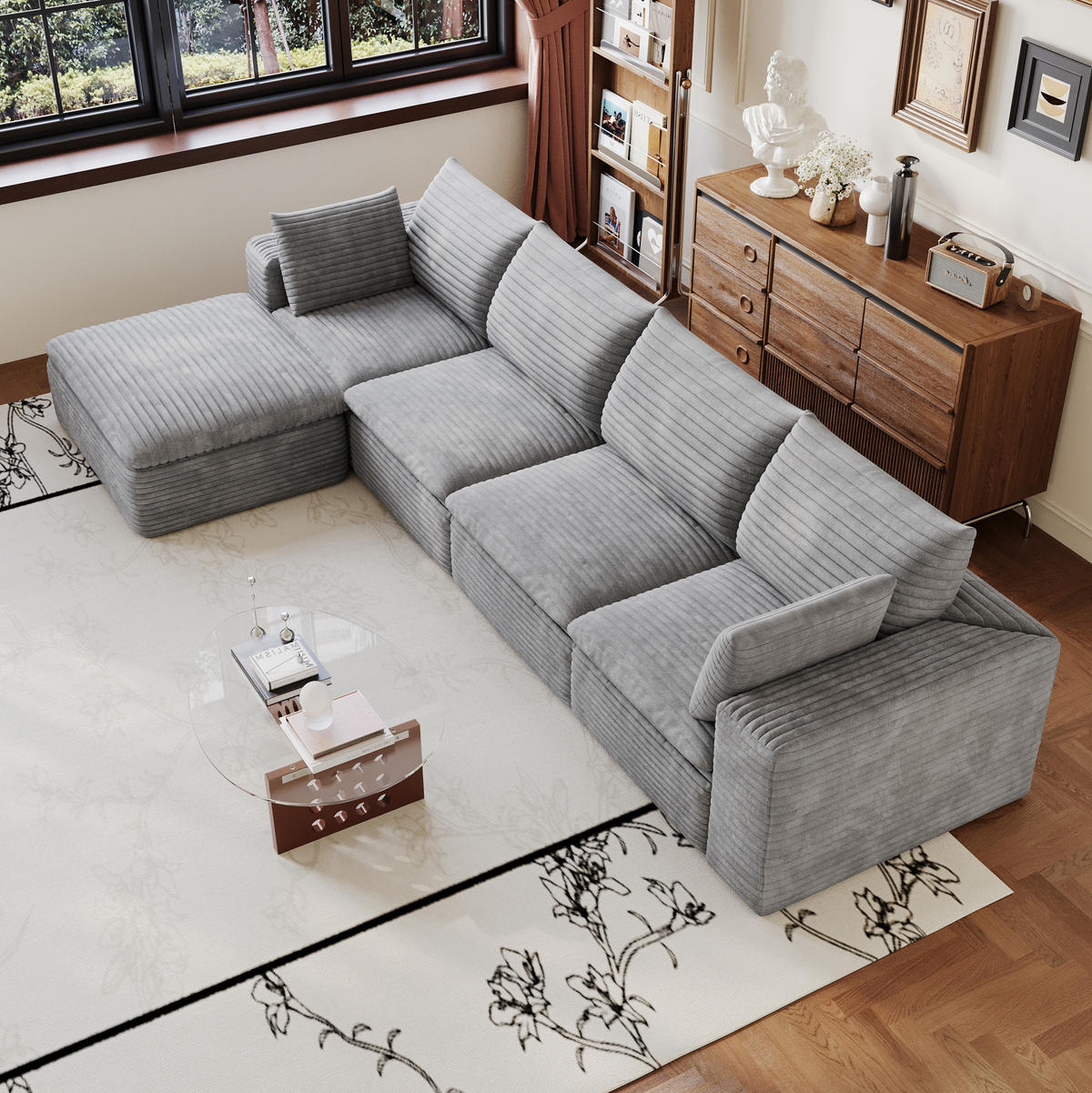 SOFA modular Grey - Grau, Kunststoff (160/340cm) - Meubliv