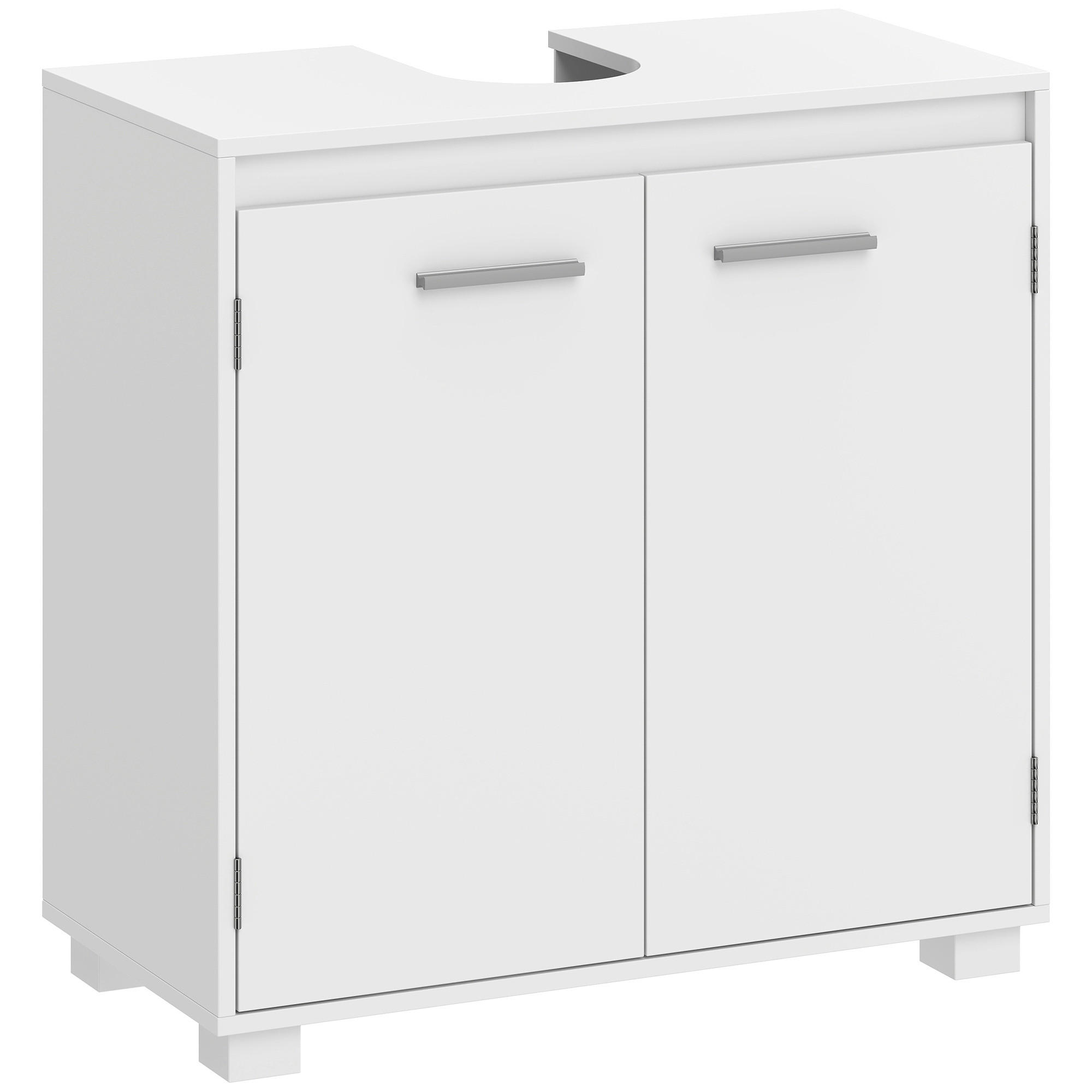 WASCHBECKENUNTERSCHRANK MDF Weiß - Silberfarben/Weiß, Holzwerkstoff/Metall (30/60/60cm) - HOMCOM