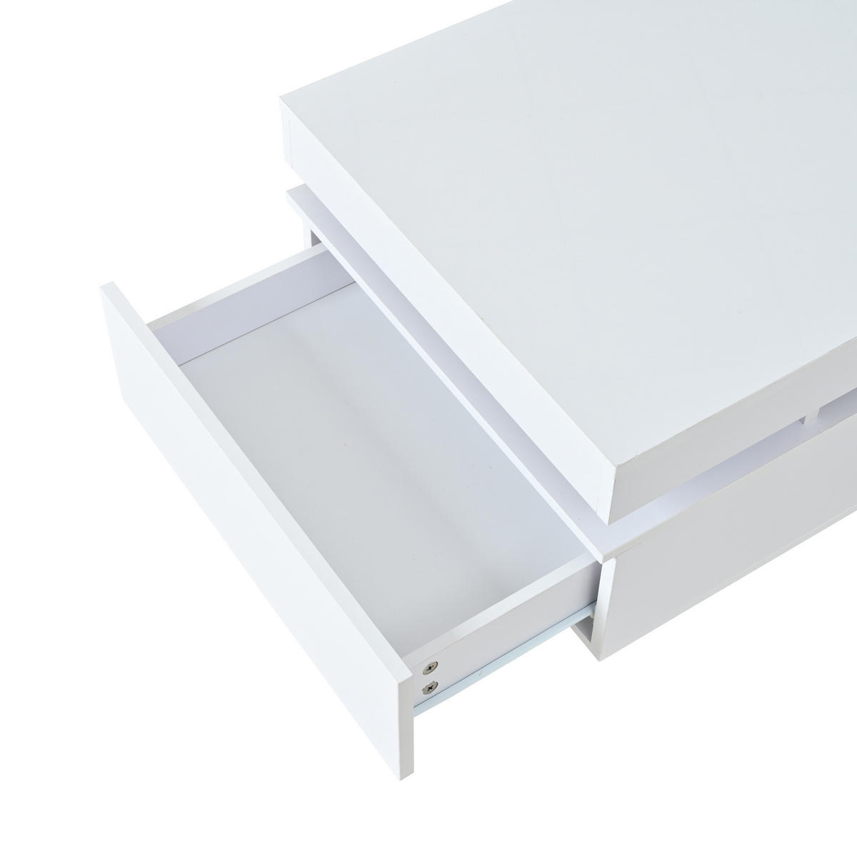 COUCHTISCH aus Spanplatte 100x50x35 cm in Weiß mit 2 Schubladen & LED - Weiß, Holzwerkstoff (100/50/35cm) - Modfu