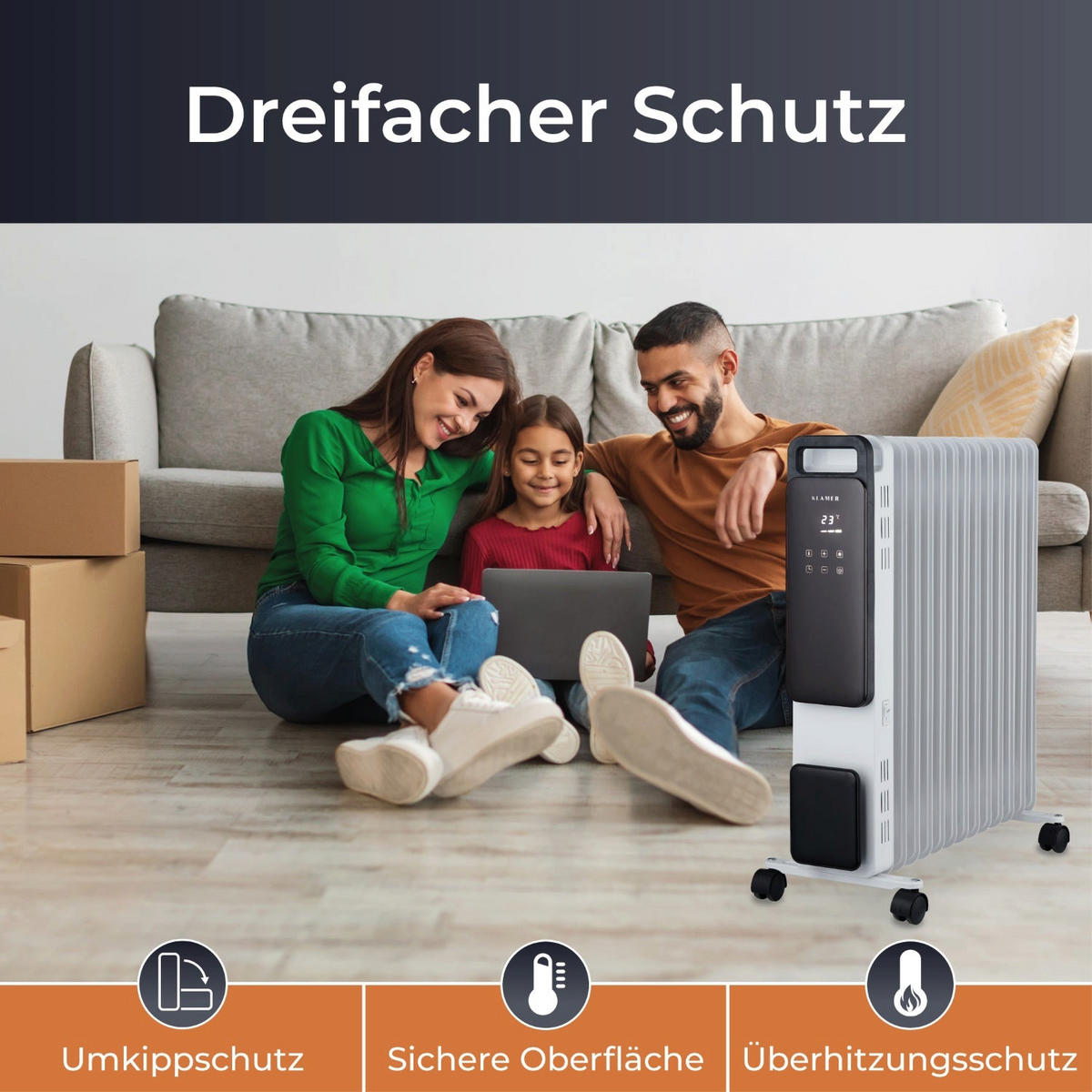 ÖLRADIATOR Weiss Mobile Elektroheizung - Weiß, Metall (25/63/52cm) - KLAMER