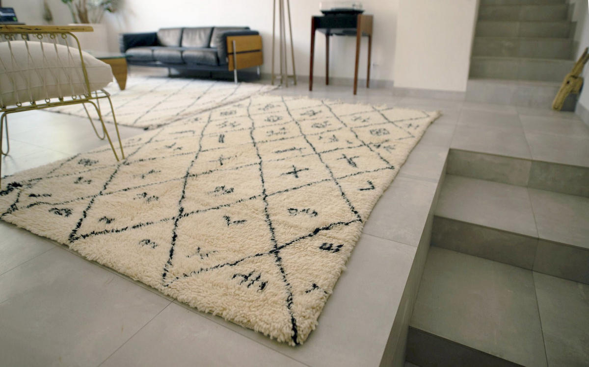 BERBERTEPPICH marokkanisch schwarz weiß Amazighs beige - Beige, Naturmaterialien (250/350cm) - AFK Living