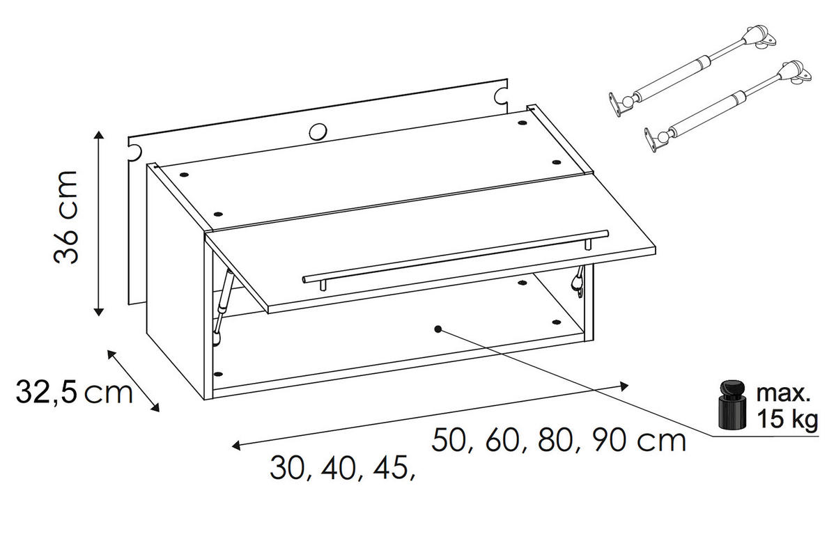 KÜCHENHÄNGESCHRANK Kvantum W4B/50 Weiß Matt / Weiß Matt 50 / 32,5 / 36cm - Weiß, Holz/Holzwerkstoff (50/36/32.5cm) - Feldmann-Wohnen