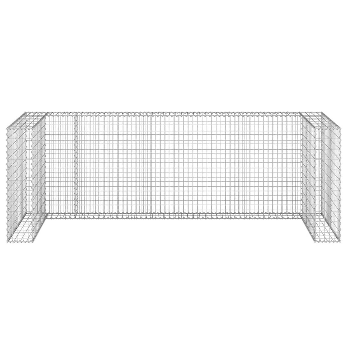 4ER Gabionen Mülltonnenbox ESOL | 110x325x100cm| Mülltonnenverkleidung für 4 Tonnen - Silberfarben, Metall (325/110/100cm) - DELUKE