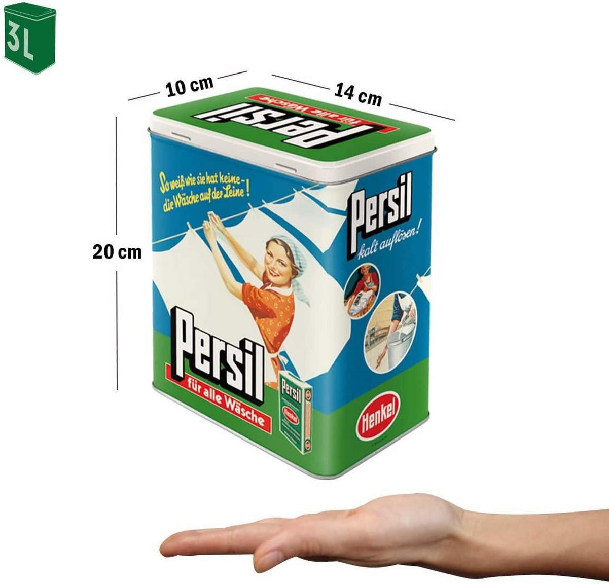 VORRATSDOSE L Persil Wäsche auf der Leine - Multicolor, Metall (14/20/10cm) - Nostalgic-Art