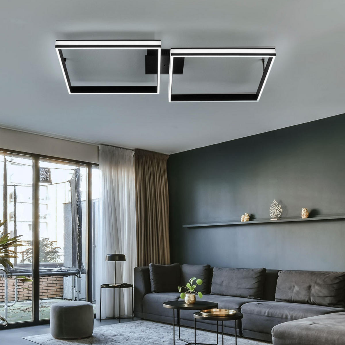 LED DECKENLEUCHTE Metall Schwarz - Schwarz, Metall (104.8/80/13.5cm)