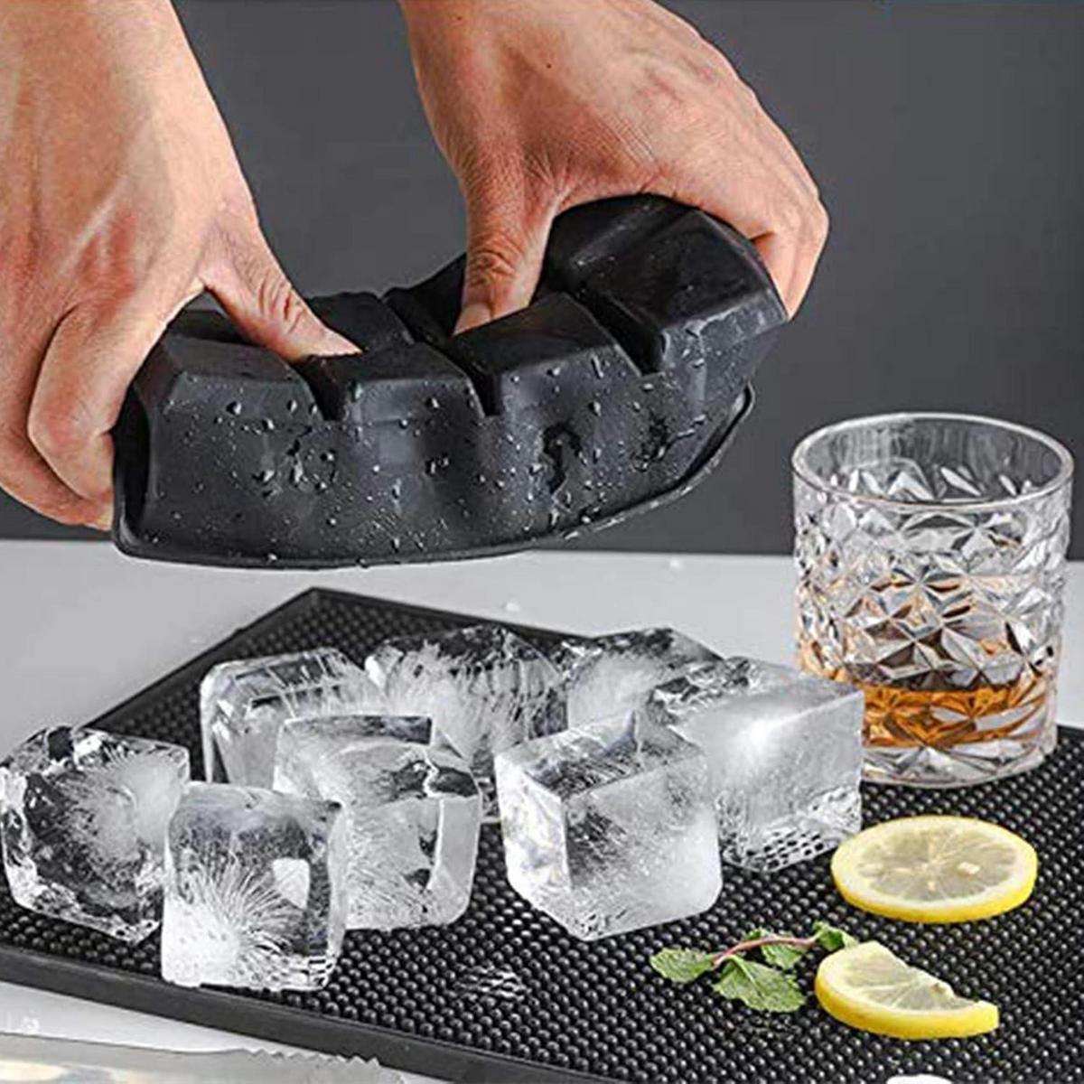 EISWÜRFELFORM 2er Set Silikon Schwarz - Schwarz, Kunststoff (5.3/22.1/11.9cm)