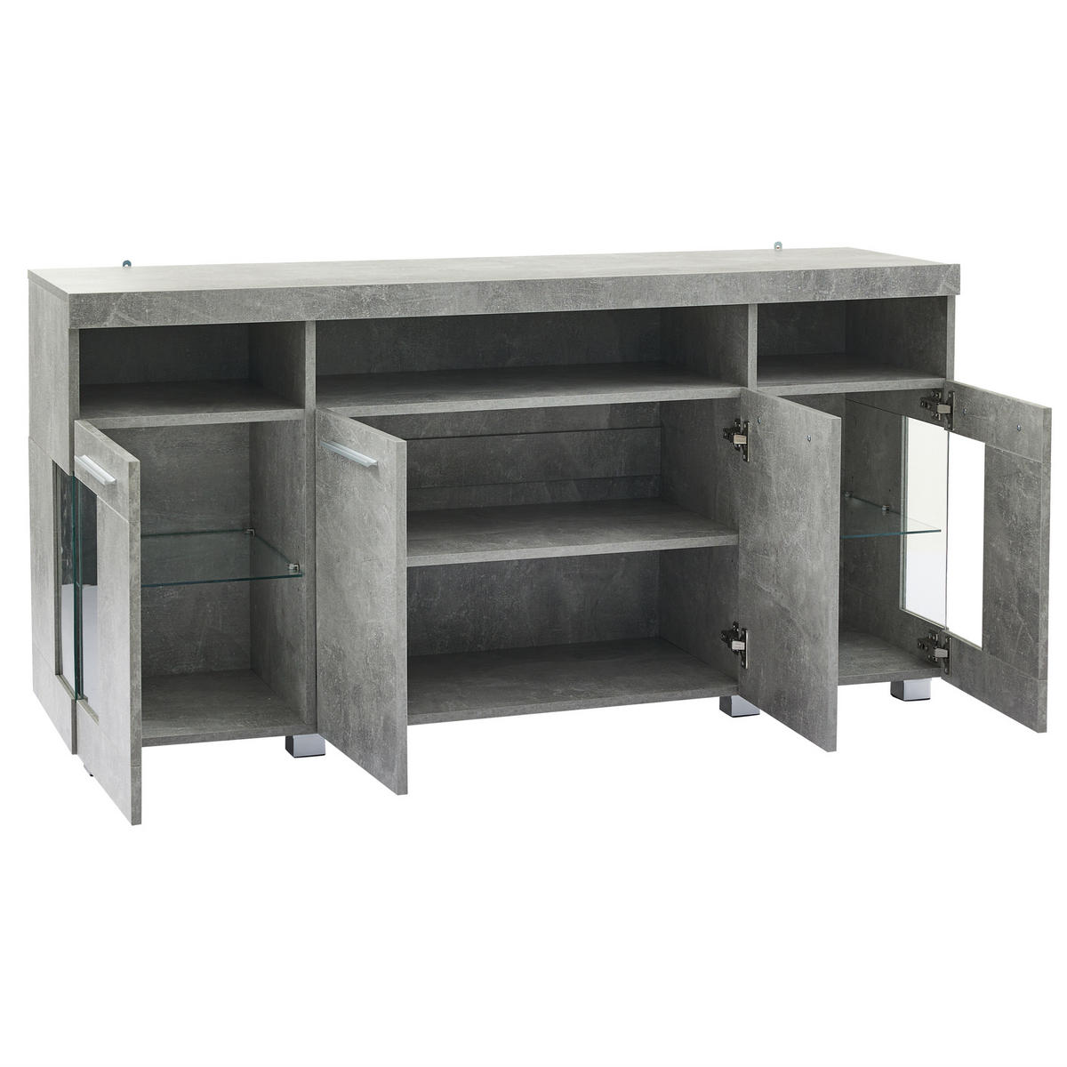 SIDEBOARD mit 16-Farben-LED-Beleuchtung und verstellbaren Regalen - Grau, Holzwerkstoff (140/70/40cm) - Urban Meuble