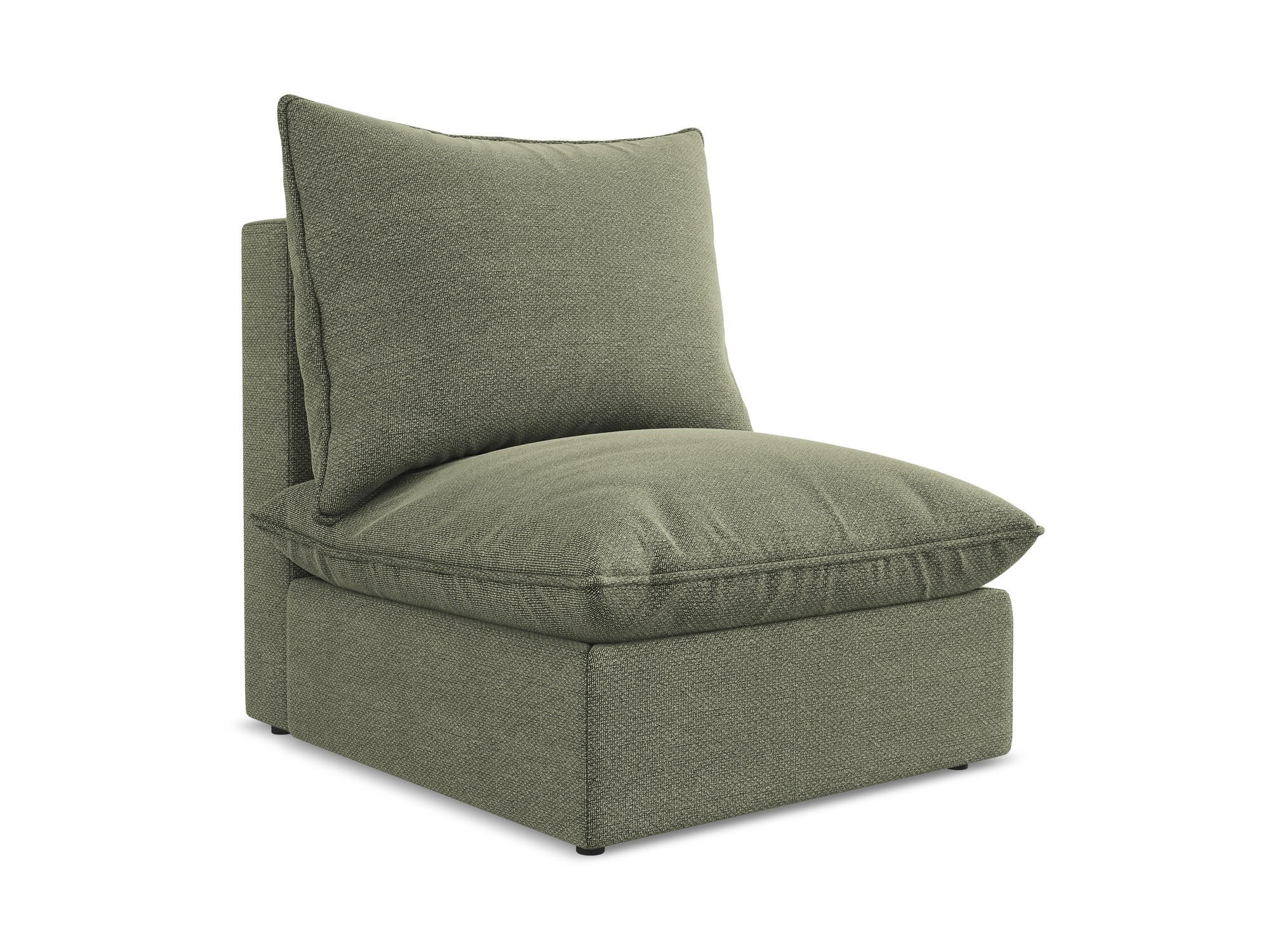 SOFAELEMENT Bouclé Stoff Grün - Schwarz/Olivgrün, Holzwerkstoff/Kunststoff (75/77/90cm) - Makamii