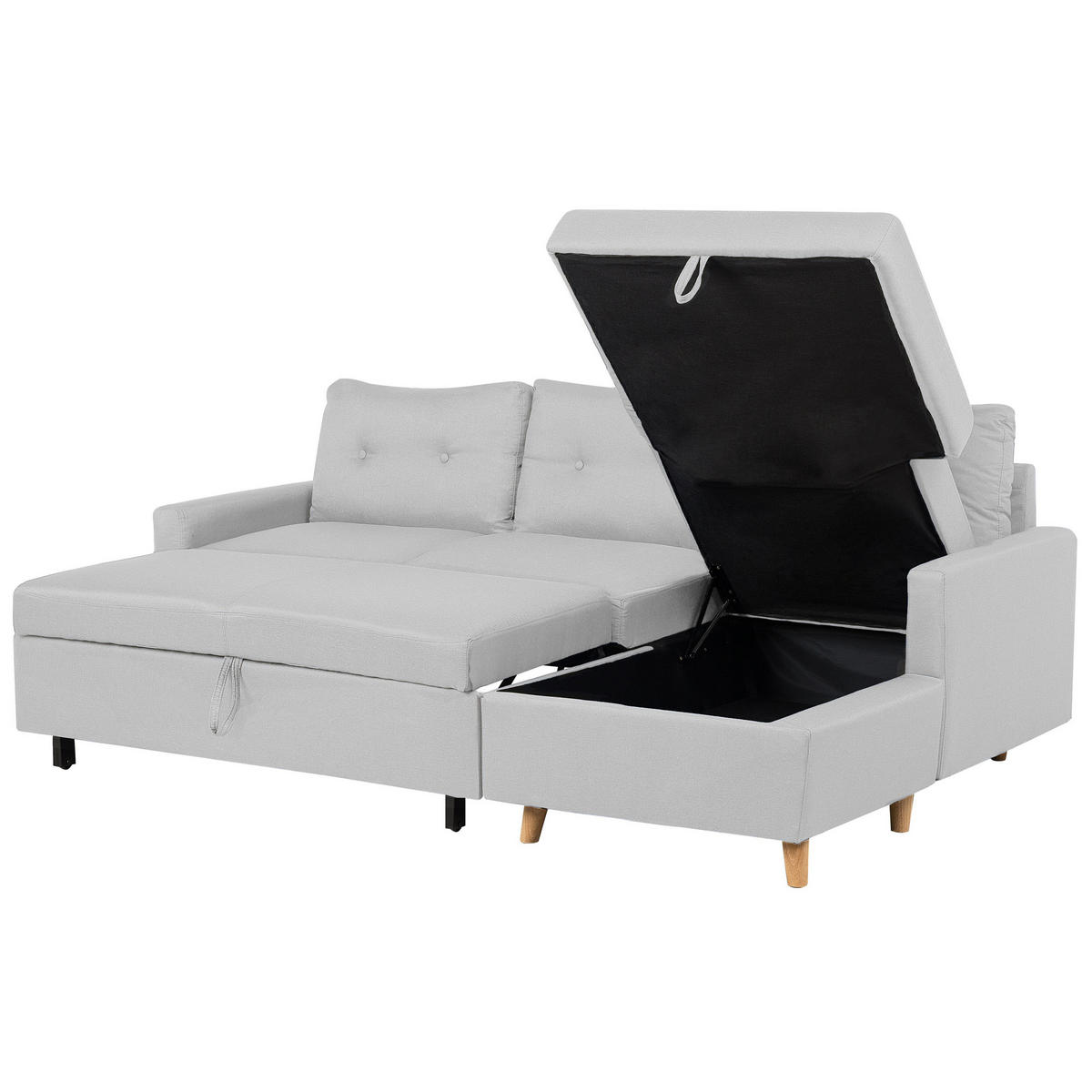 ECKSOFA Polsterbezug Hellgrau rechtsseitig Flakk - Hellgrau, Textil (232/147cm) - Beliani
