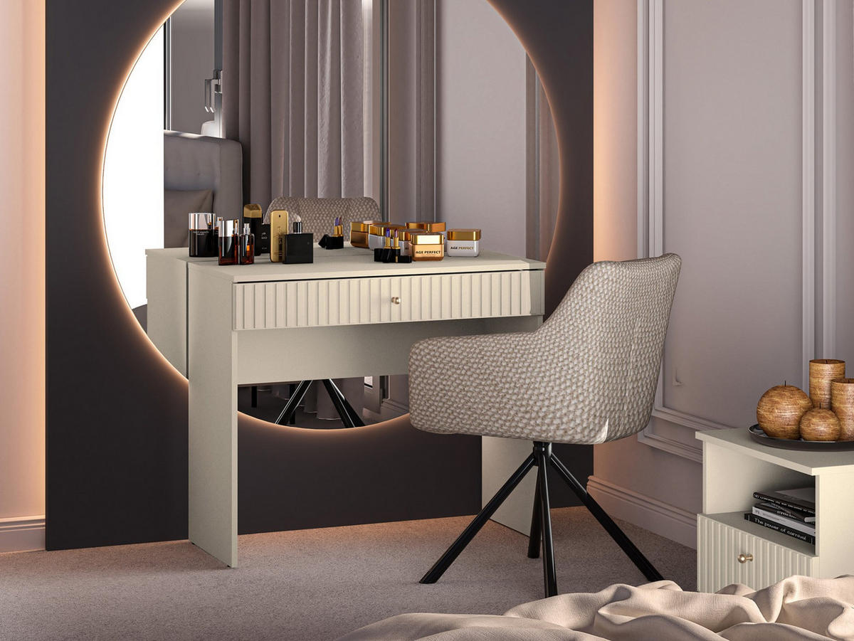 SCHMINKTISCH Caletto Beige 92 cm - Beige/Goldfarben, Holzwerkstoff/Metall (40/91.6/78cm) - Selsey