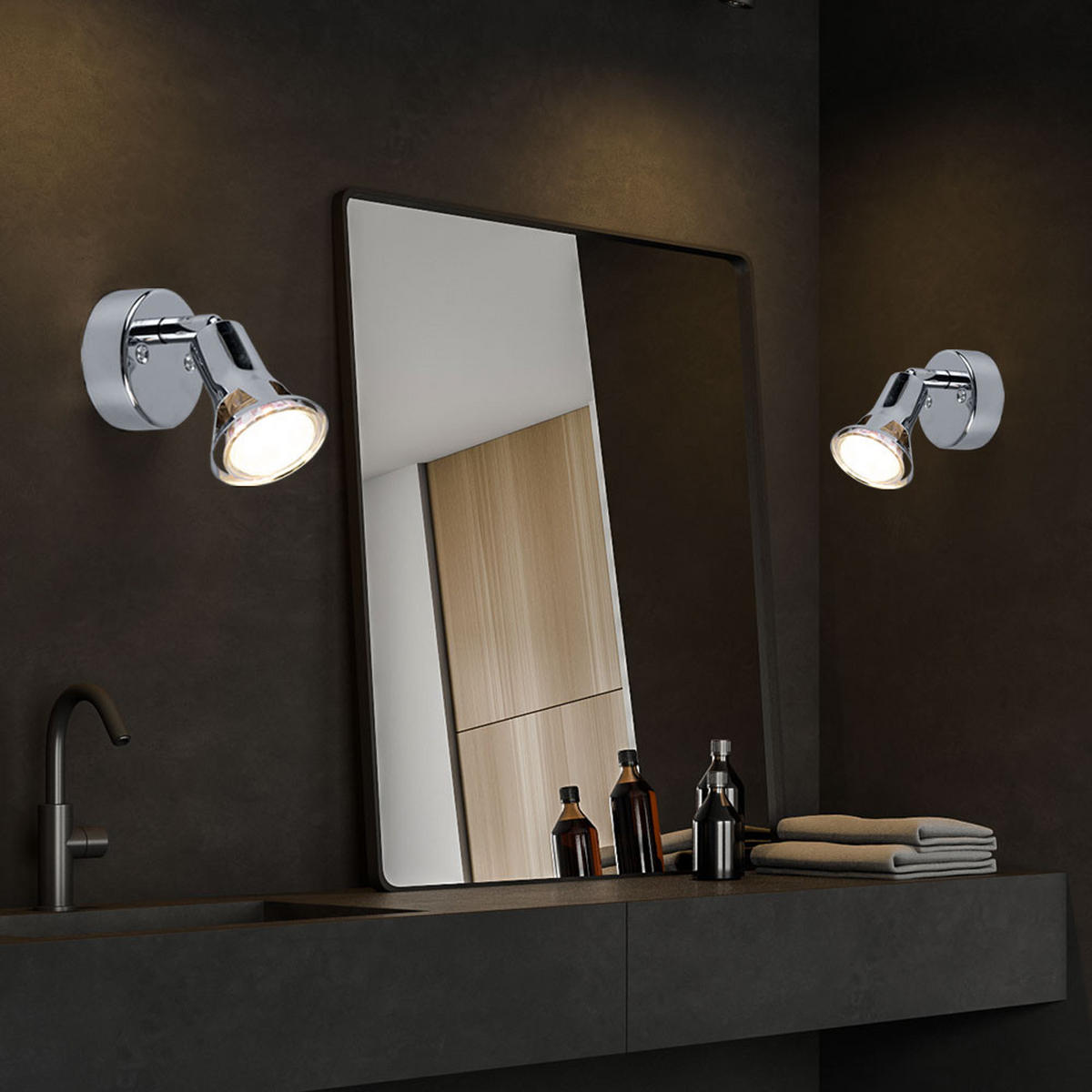 LED WANDLEUCHTE DANTE Silber Chrom - Silberfarben, Metall (7/13/10cm) - Globo Lighting