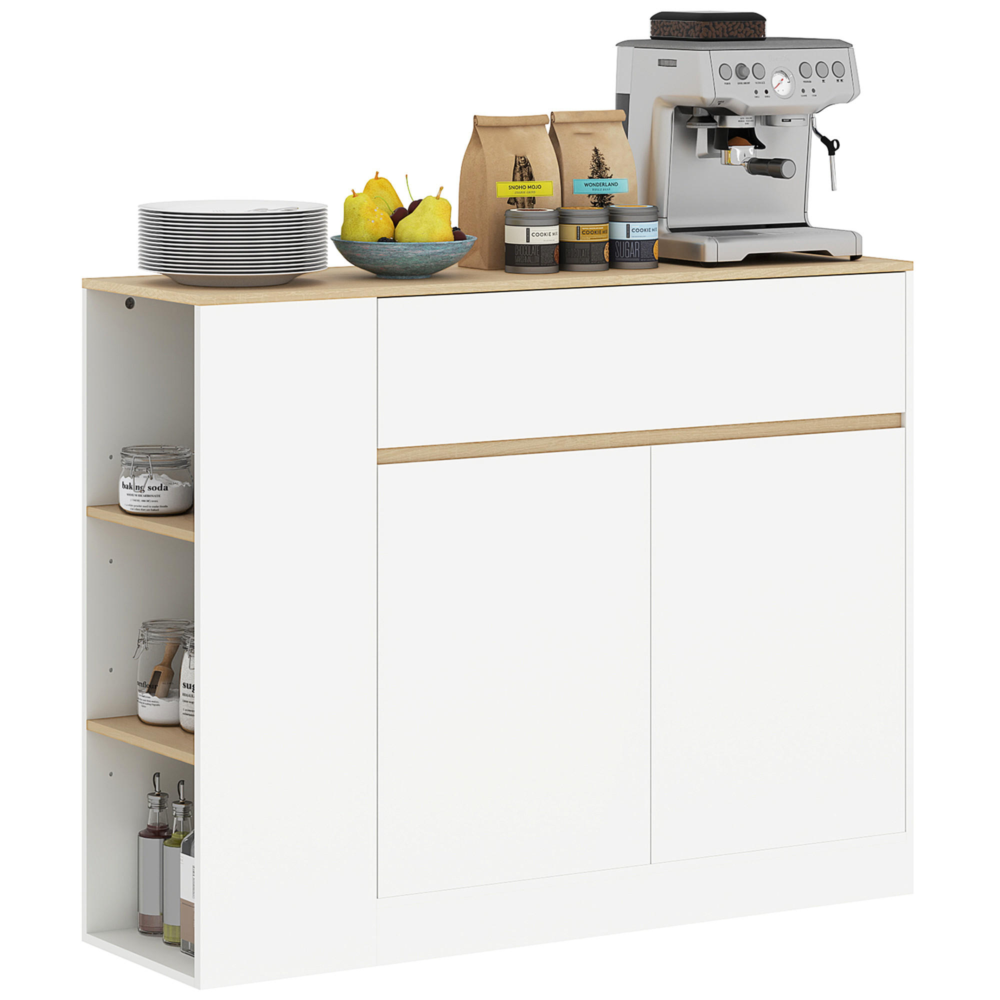SIDEBOARD Weiß Holzfarben 106/30/81,2 cm - Ahornfarben, Holzwerkstoff (30/81.2/106cm) - PANGIVO