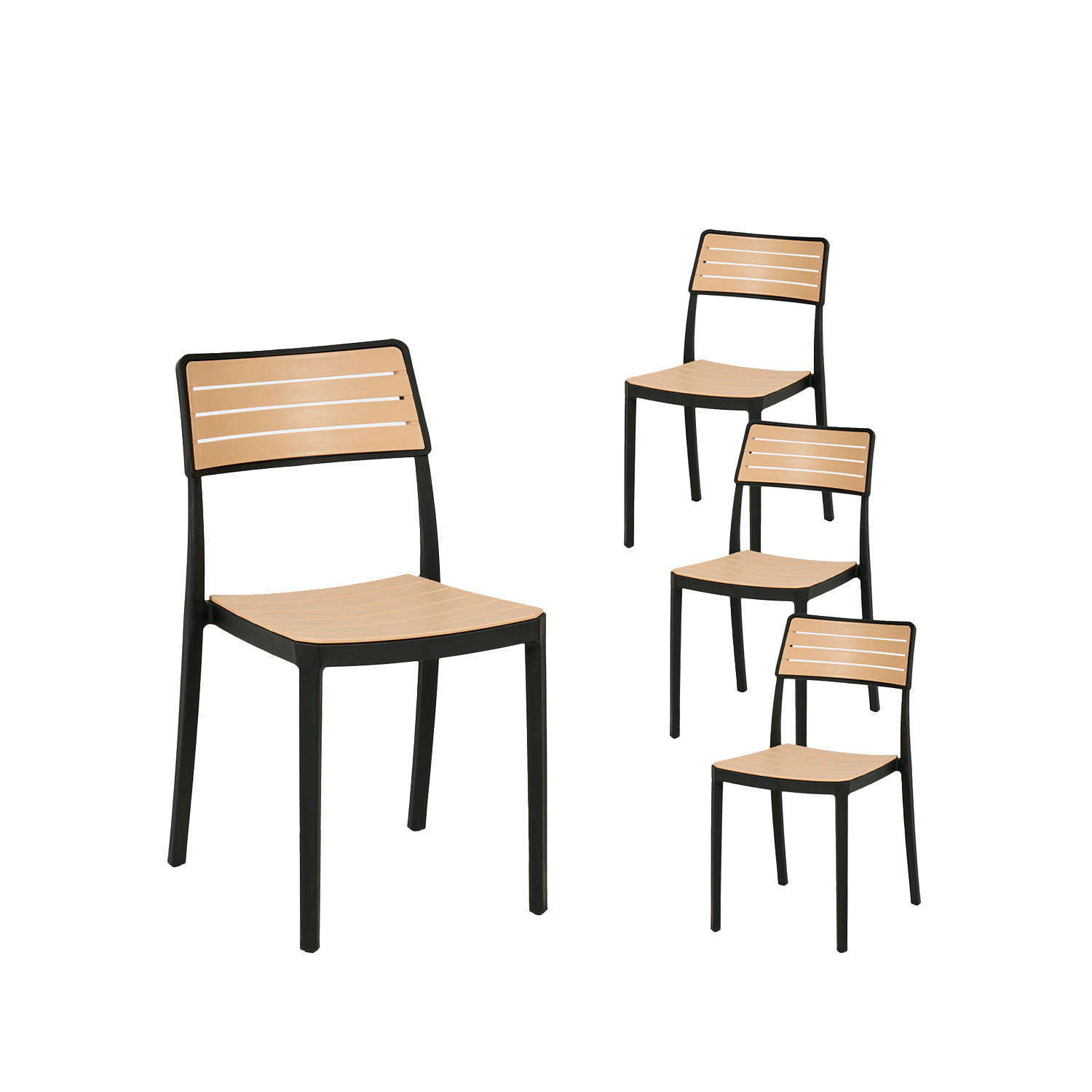 GARTENSTUHL Hilda Zweifarbig 41 cm x 81 cm 4er-Set - Multicolor, Kunststoff (41/81/54cm) - Klast Home